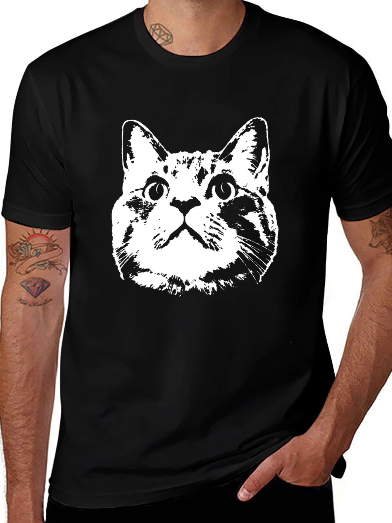 Variant 21 of Cool Cat Graphic Tee - Unisex Black T-Shirt