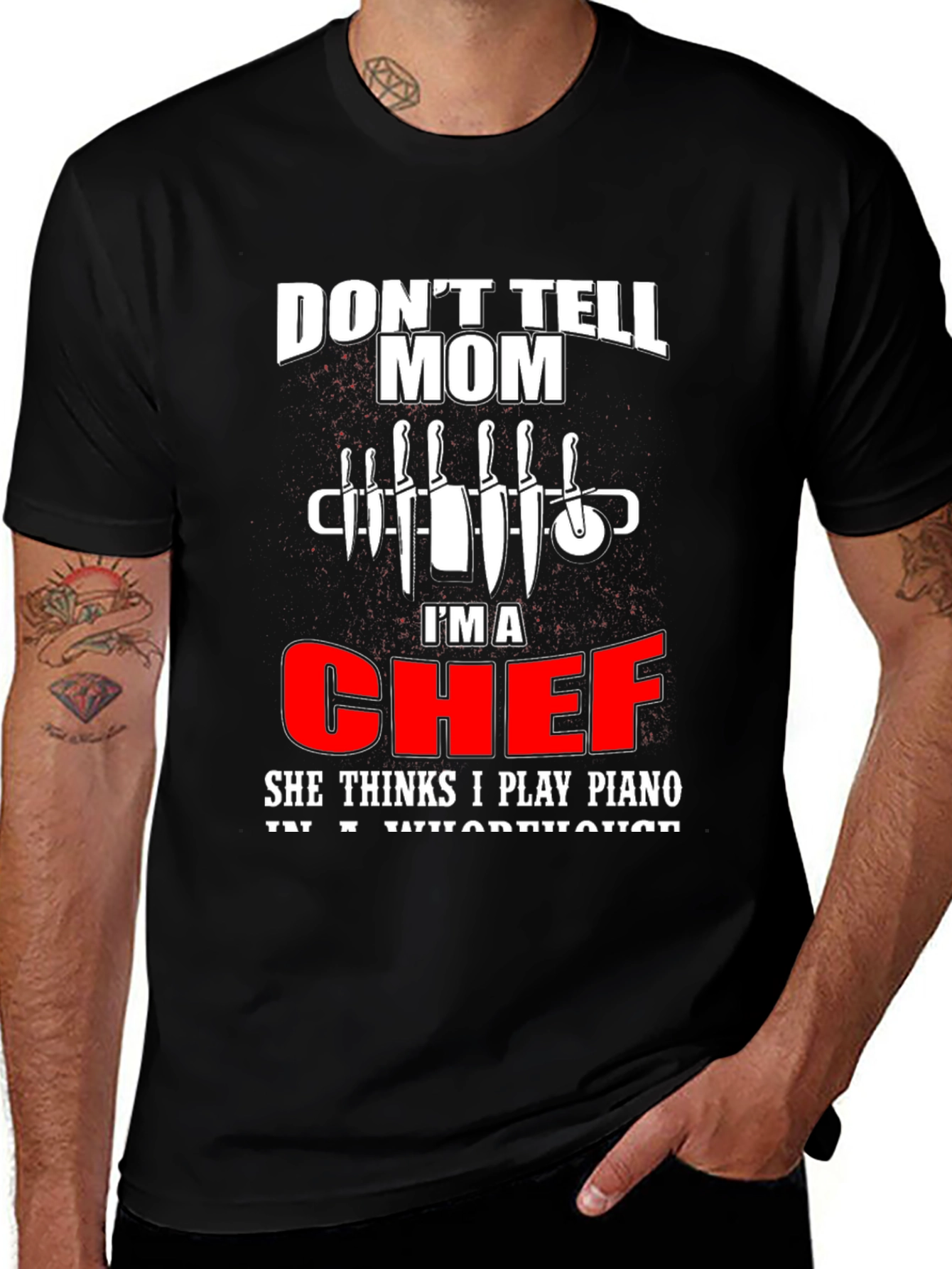 Variant 30 of Chef Humor T-Shirt: Piano Player Joke