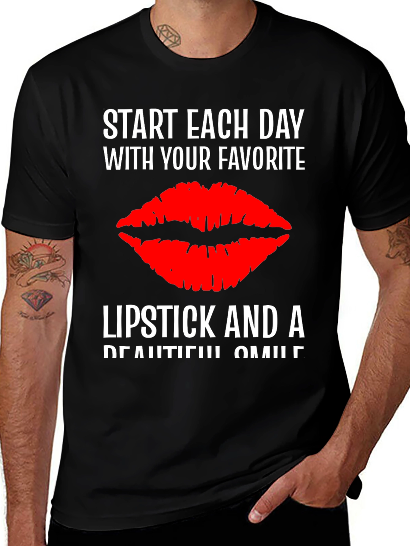 Variant 27 of Lipstick Kiss T-Shirt - Start Each Day With Your Favorite