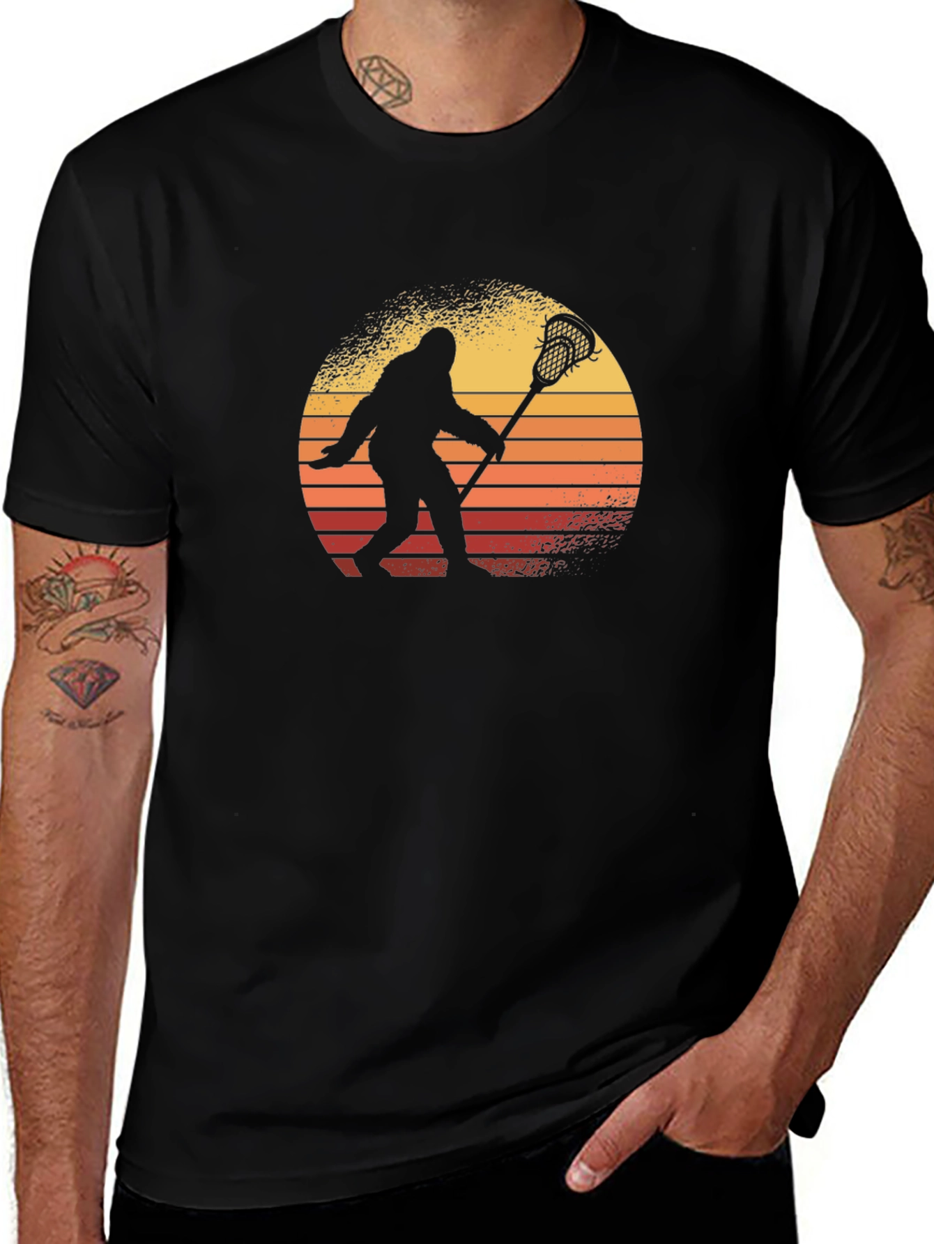 Variant 24 of Bigfoot Lacrosse Sunset Graphic T-Shirt