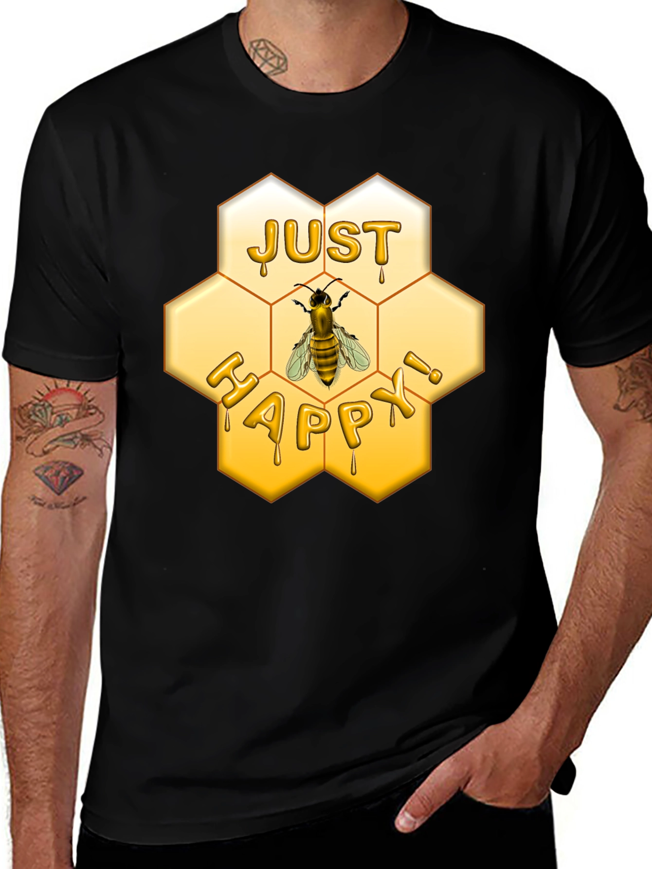 Just Happy Bee Honeycomb T-Shirt