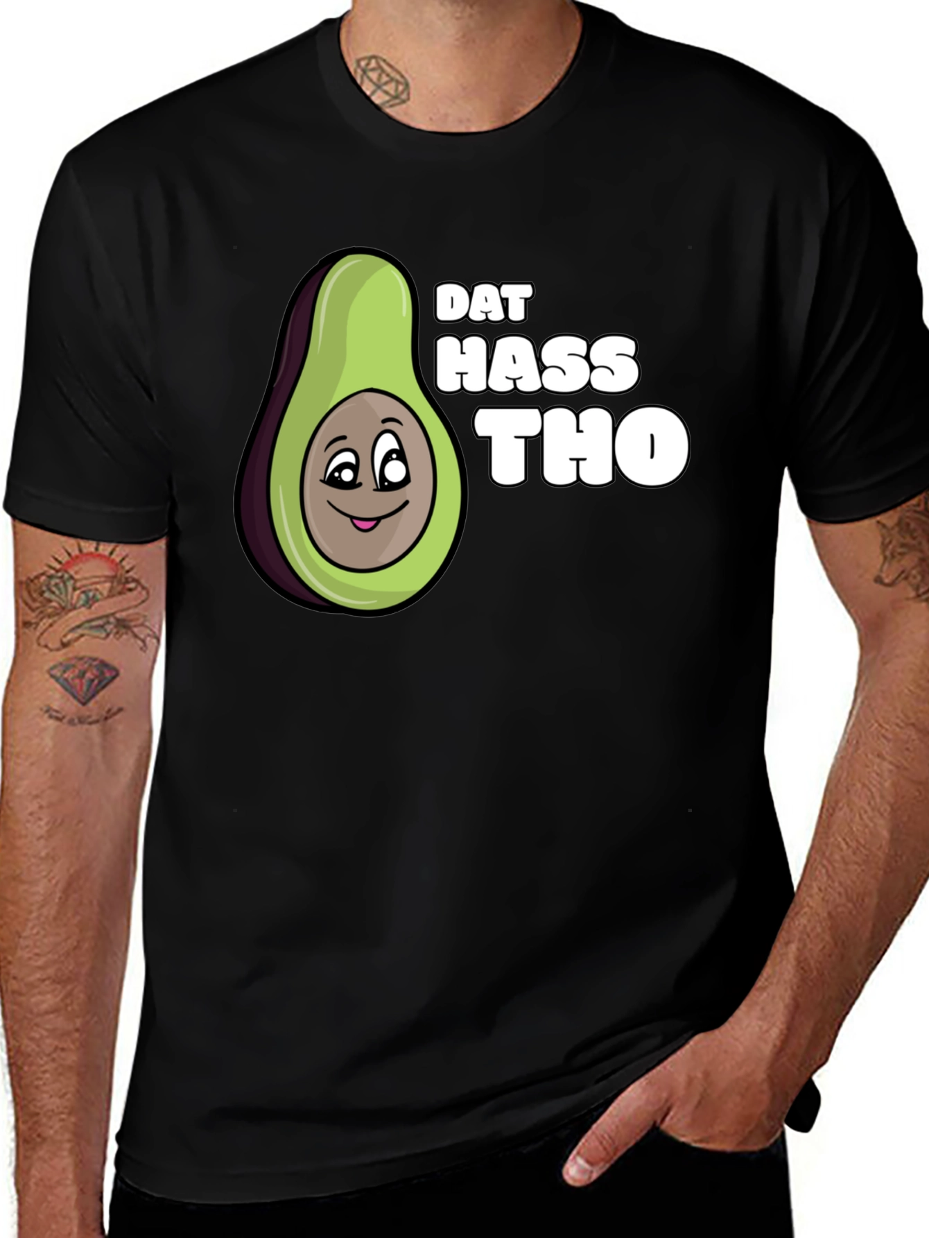 Variant 12 of Dat Hass Tho Avocado Black T-Shirt Funny Tee