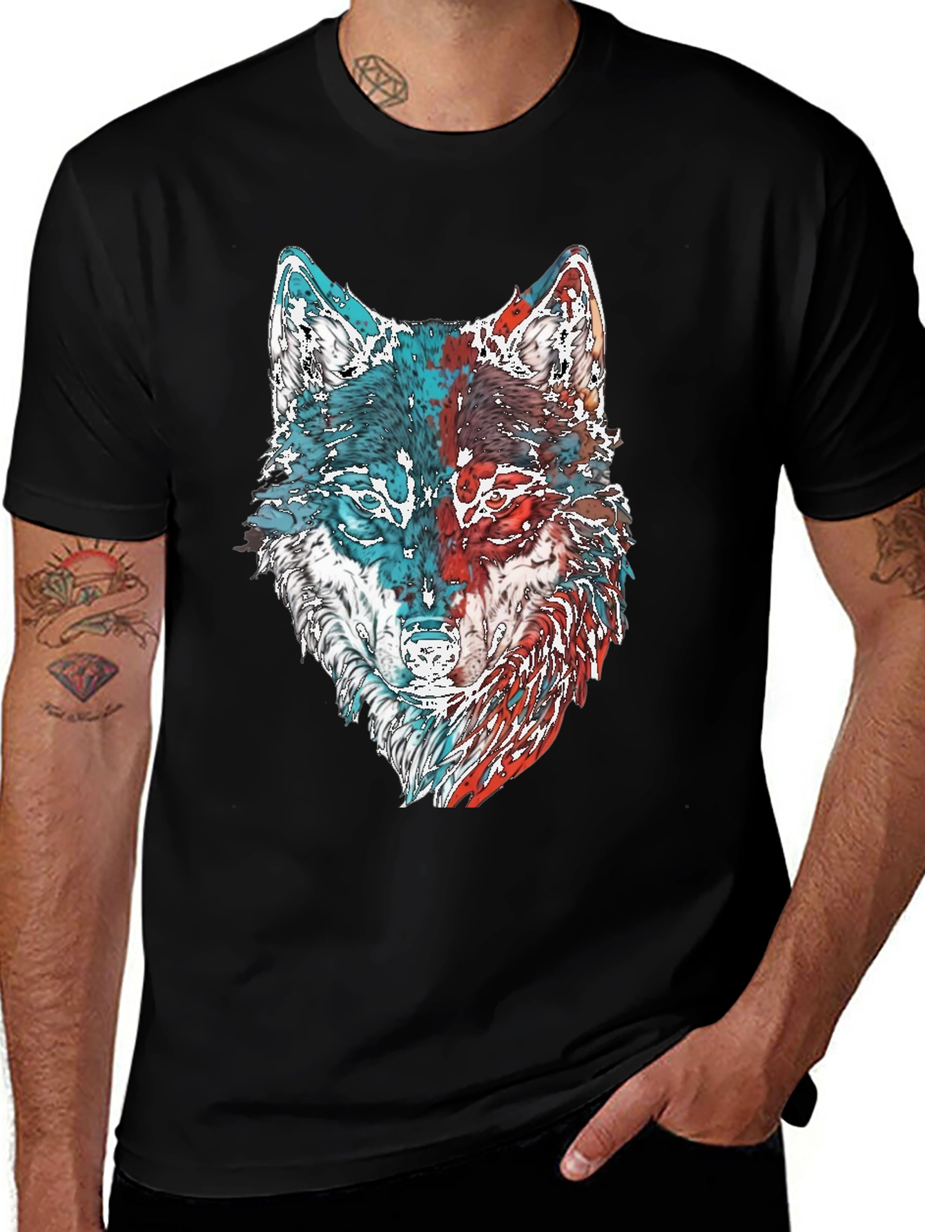 Variant 25 of Wolf Graphic Print Men's T-Shirt