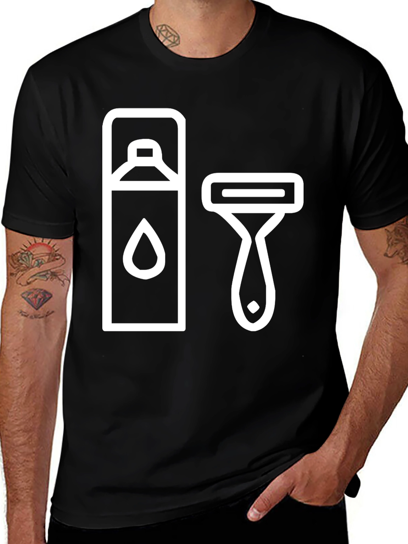 Variant 26 of Men's Black T-Shirt with Shaving Icon