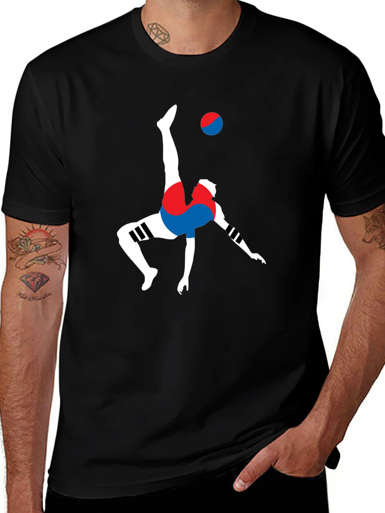Korean Kick Black T-Shirt - Stylish Soccer Tee