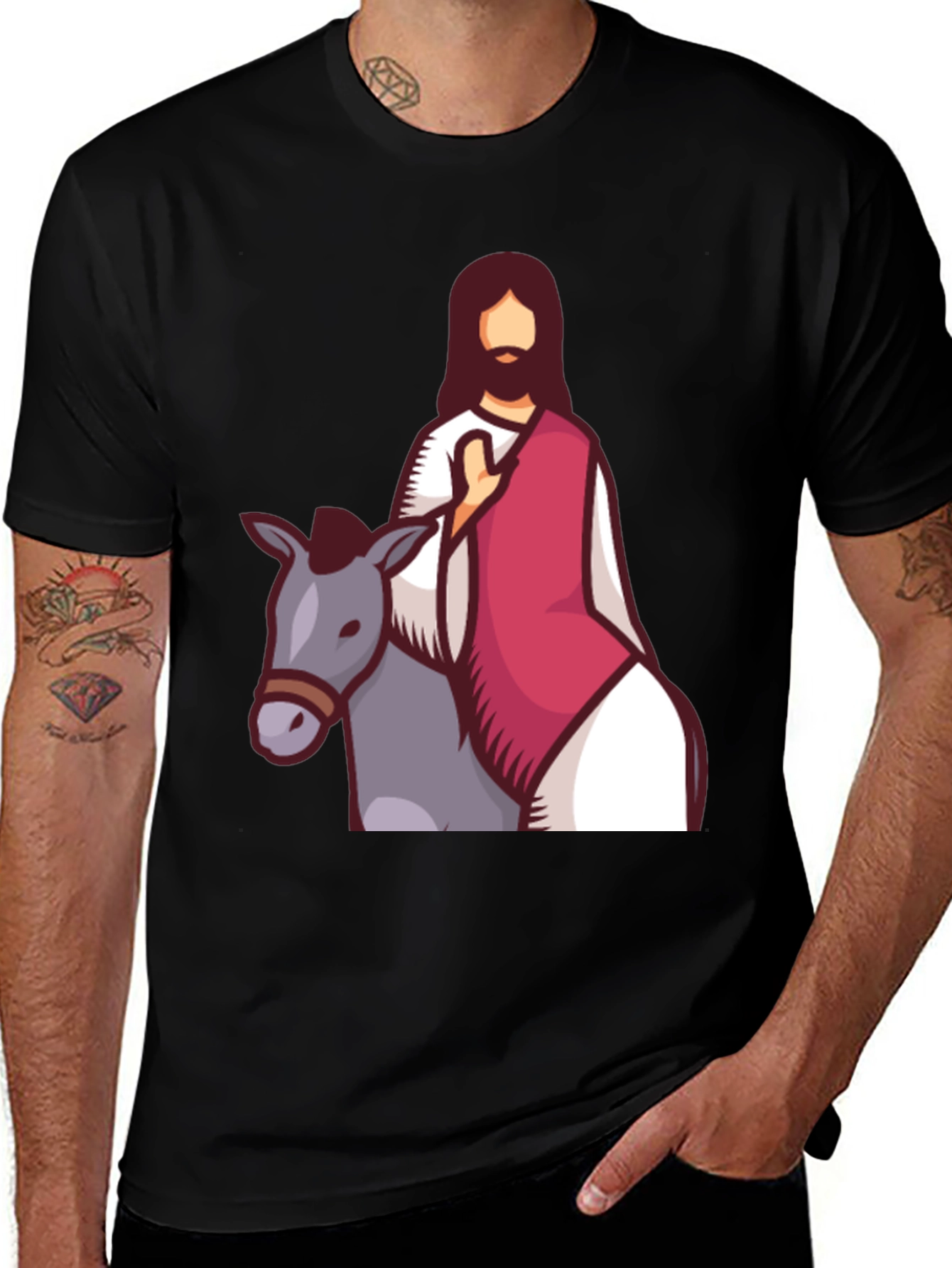Variant 17 of Jesus Riding Donkey Graphic T-Shirt