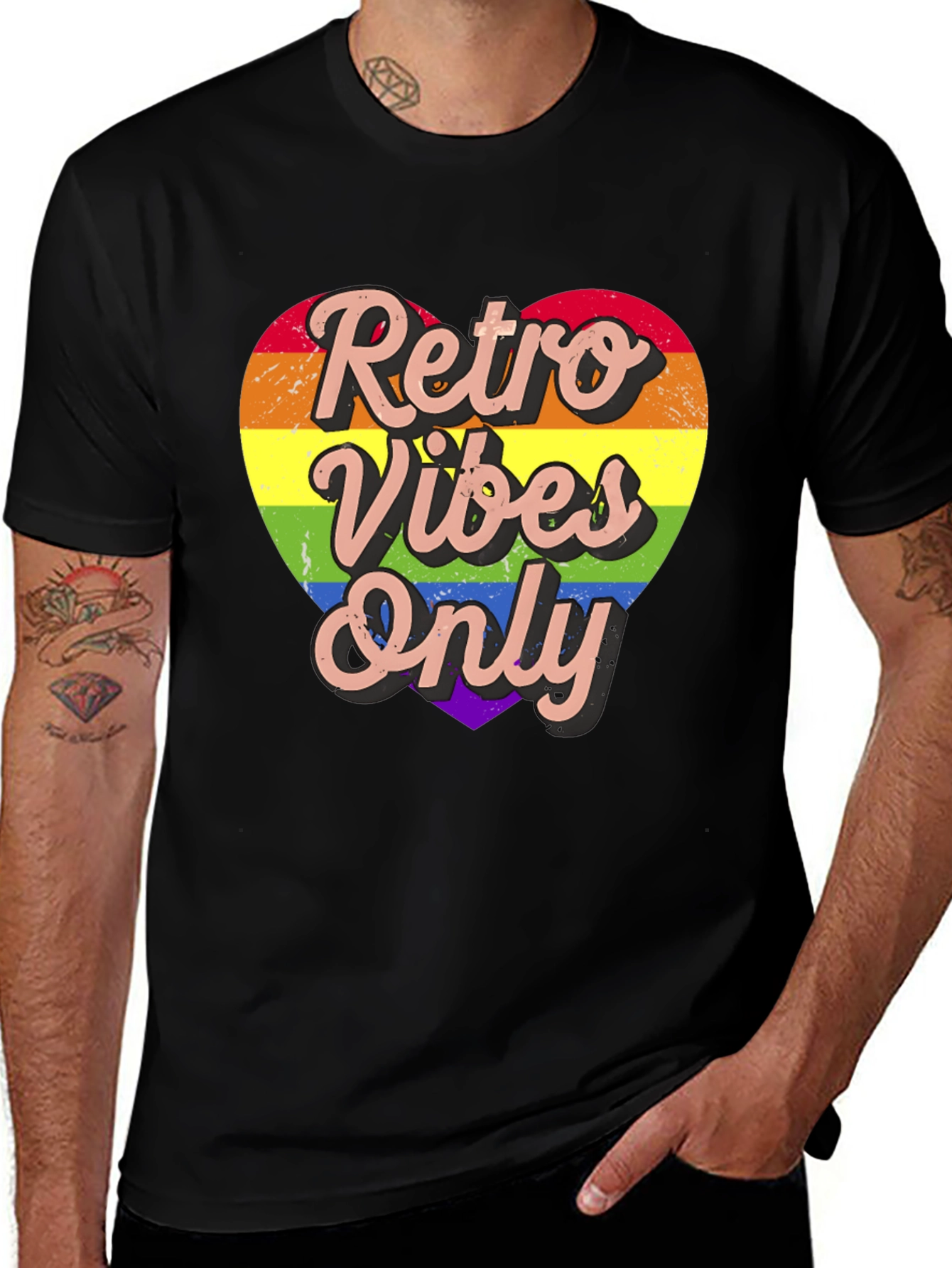 Variant 6 of Retro Vibes Only Heart Graphic Tee