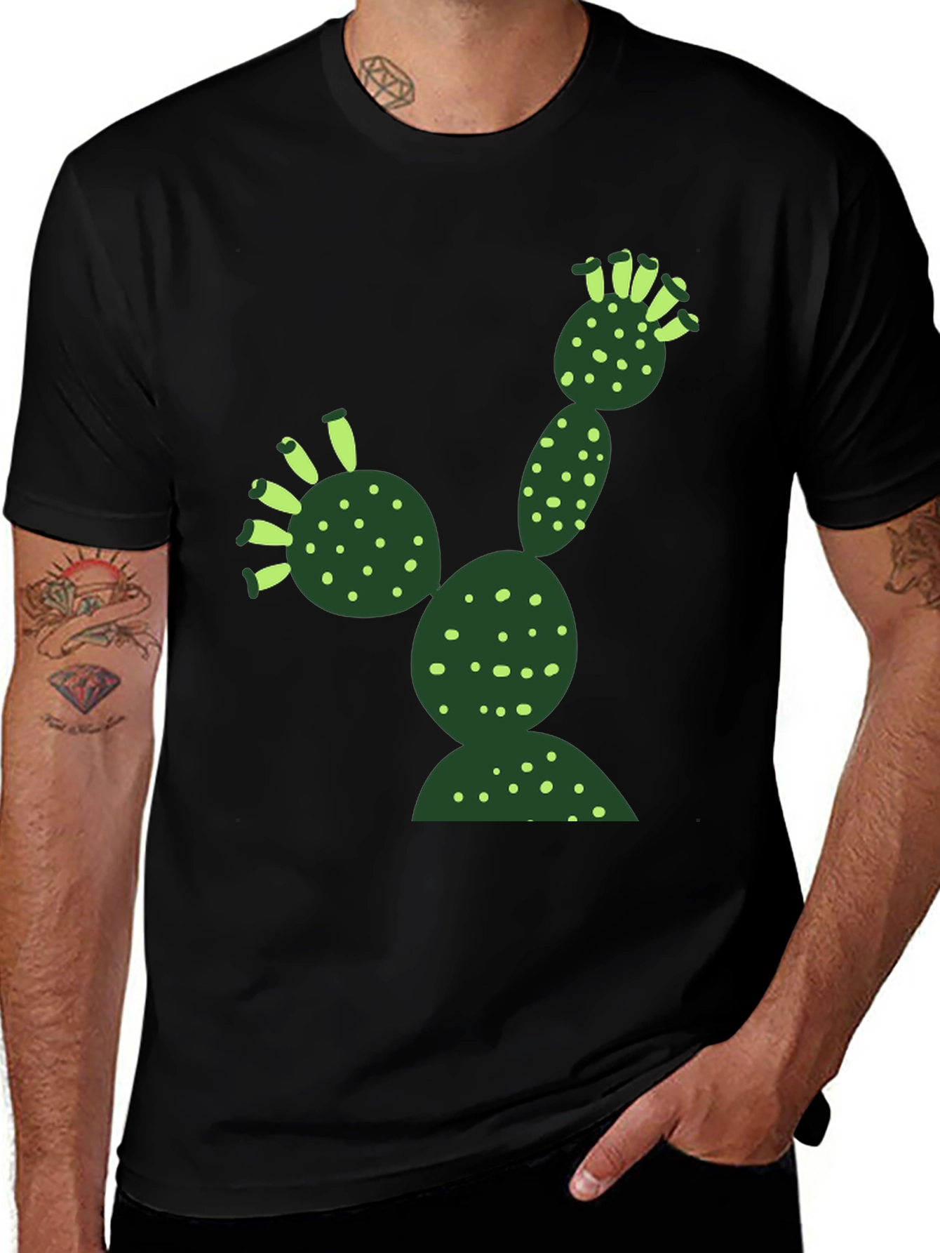 Cool Cactus T-Shirt - Black Cotton Blend