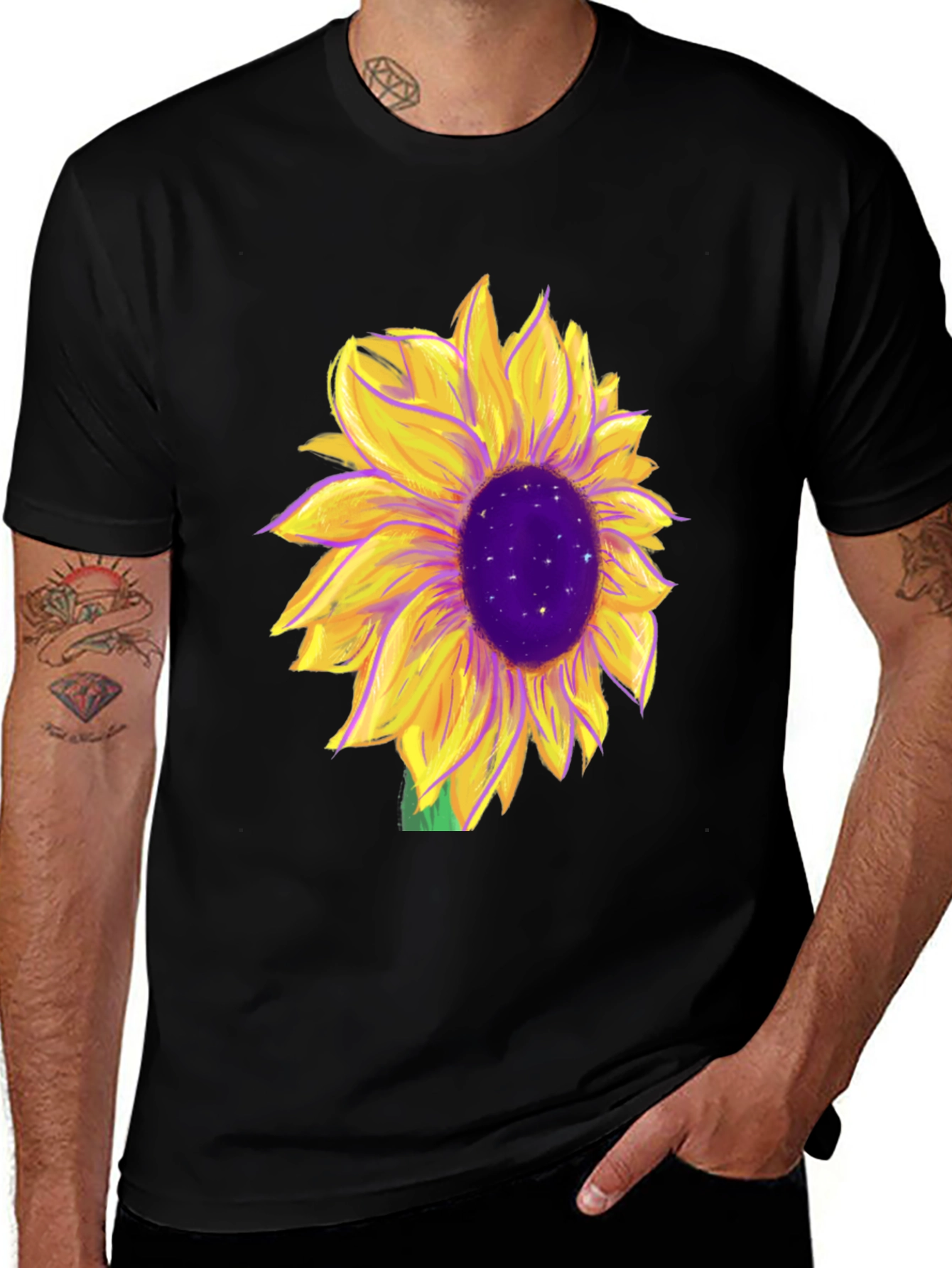 Variant 15 of Sunflower Graphic Tee - Black Cotton Blend