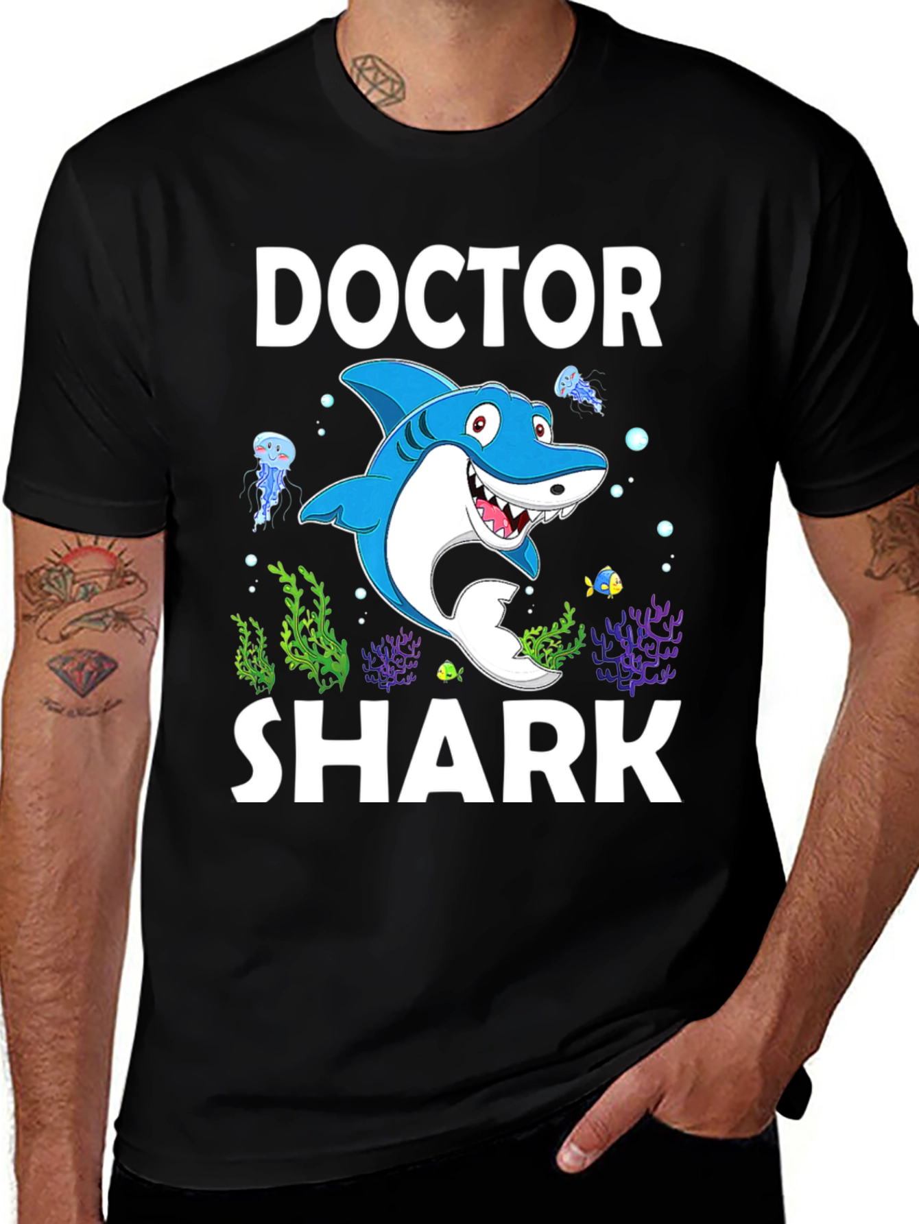 Variant 7 of Doctor Shark Graphic Tee - Funny Cartoon Shirt
