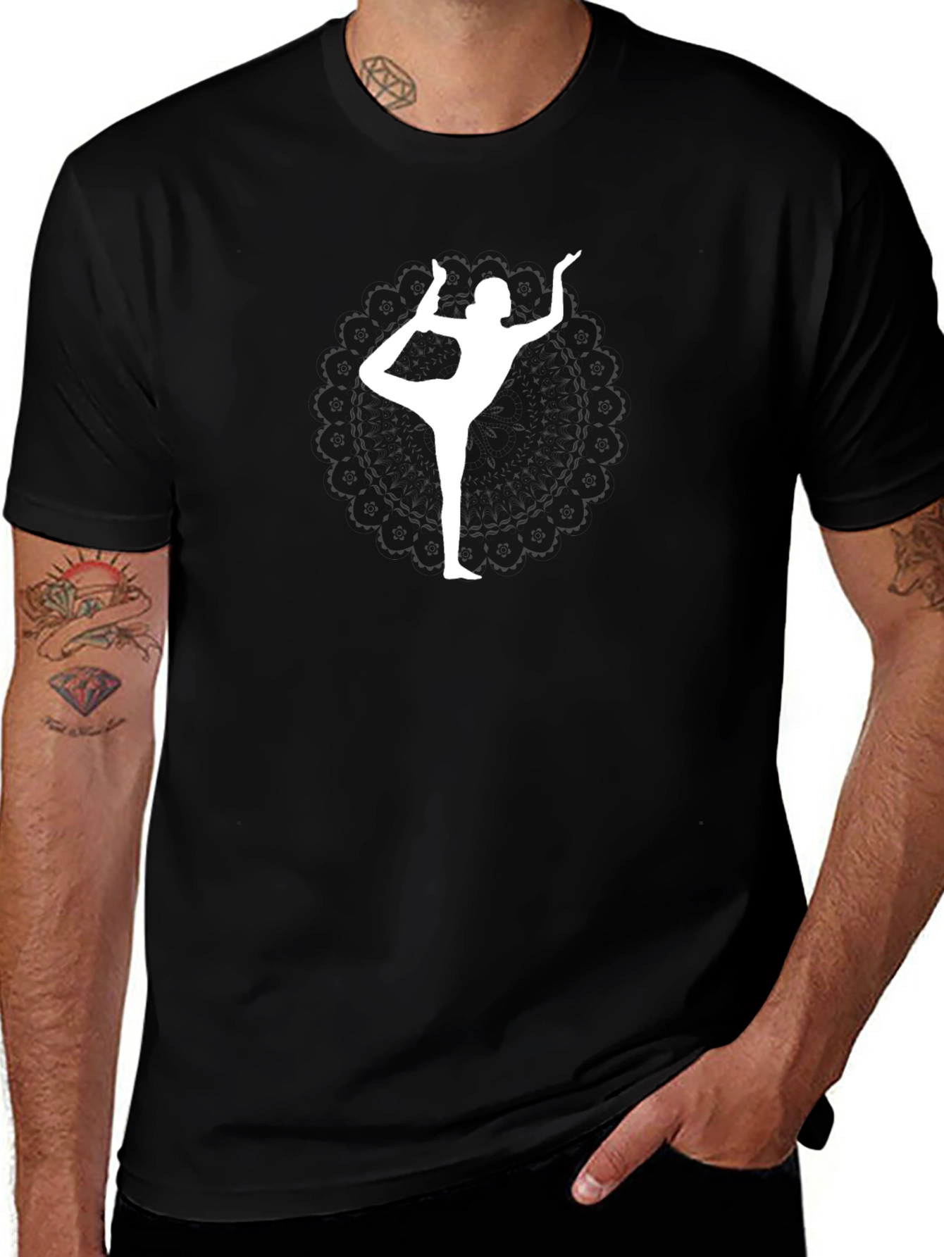 Yoga Pose Graphic Black T-Shirt