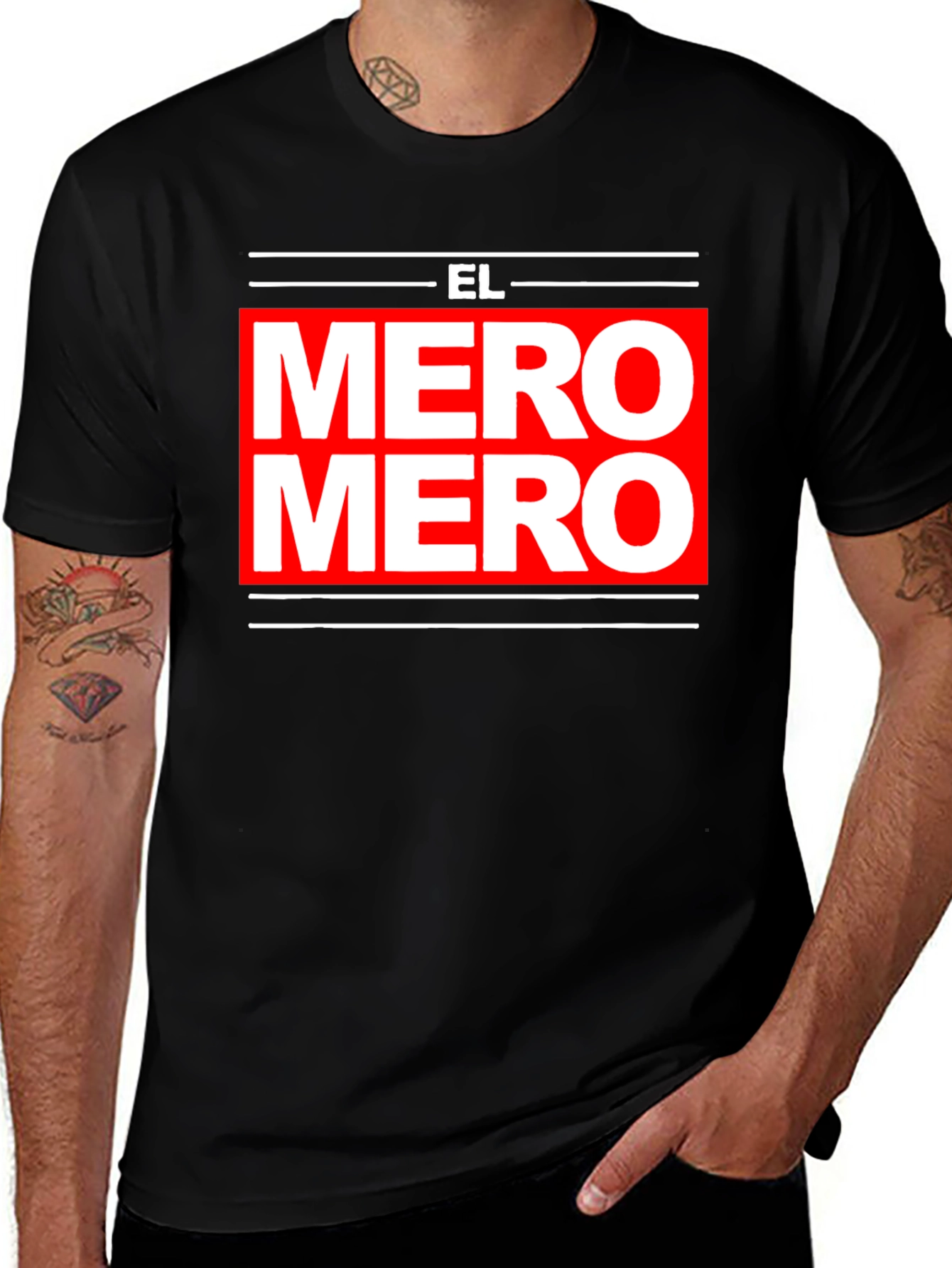Variant 10 of El Mero Mero Graphic Tee - Bold Red & White Print