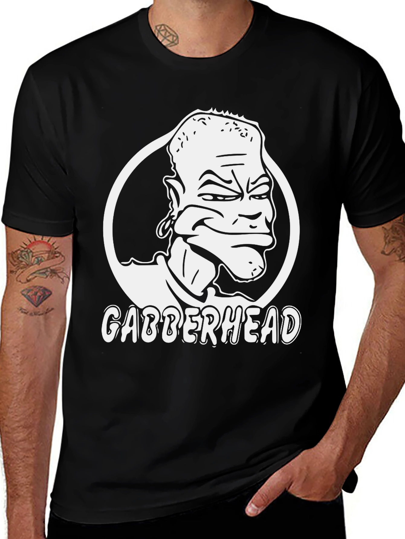 Variant 14 of Gabberhead Graphic T-Shirt - Black Crew Neck Tee