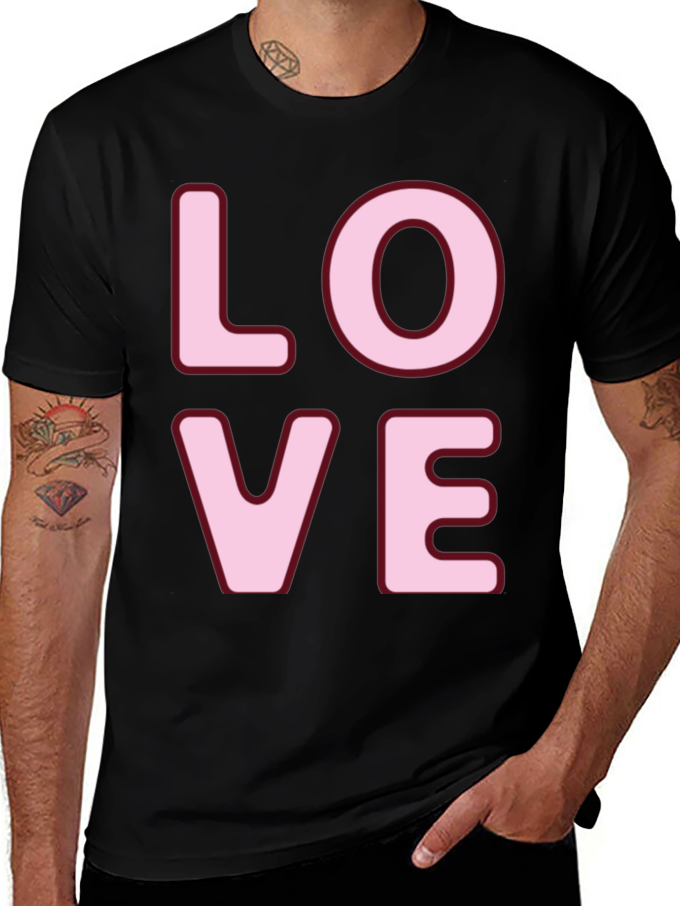 Variant 10 of Love Graphic Tee - Black Crew Neck T-Shirt