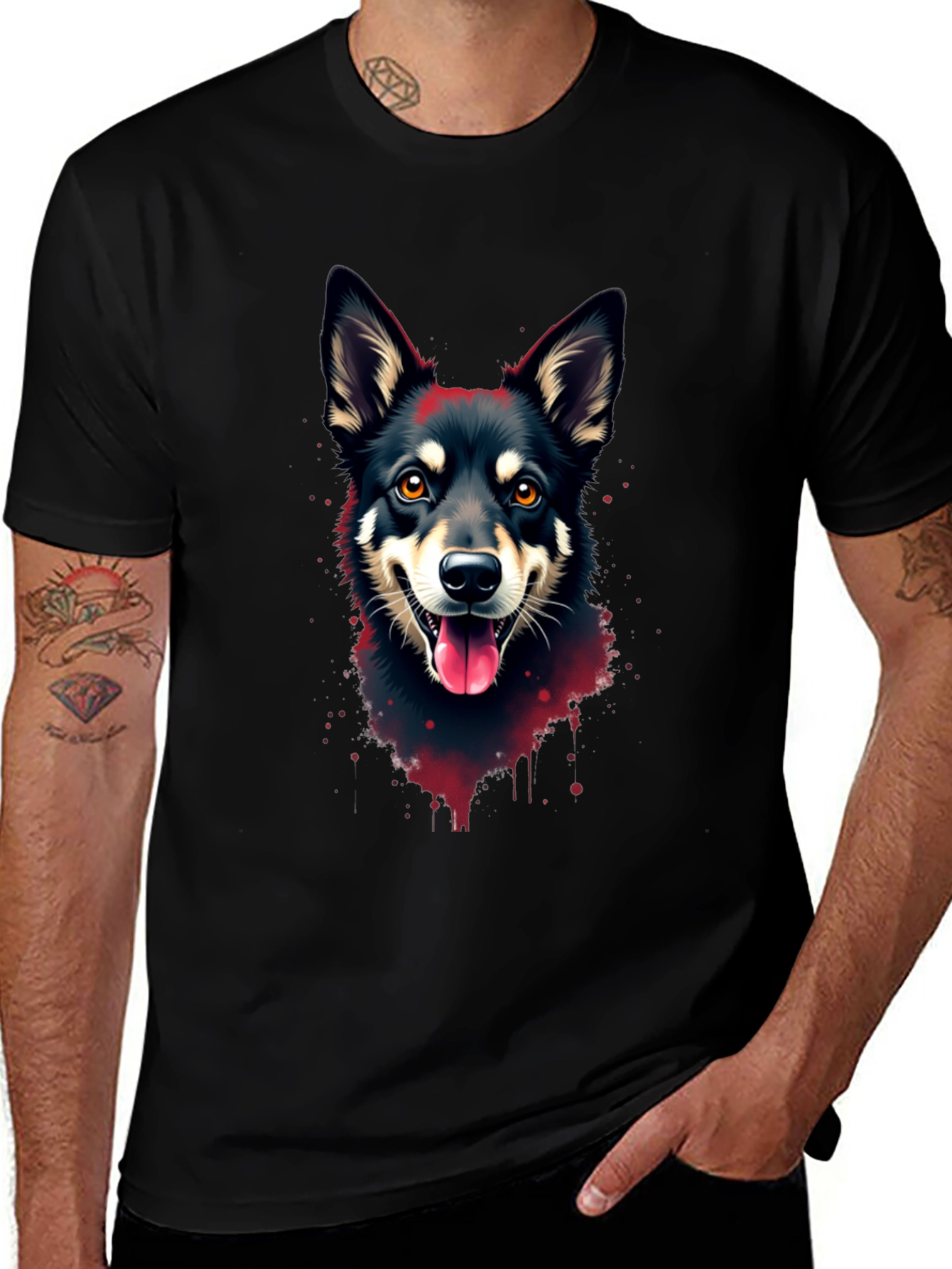 Variant 8 of Dog Breed T-Shirt - Vivid Ink Splash Design