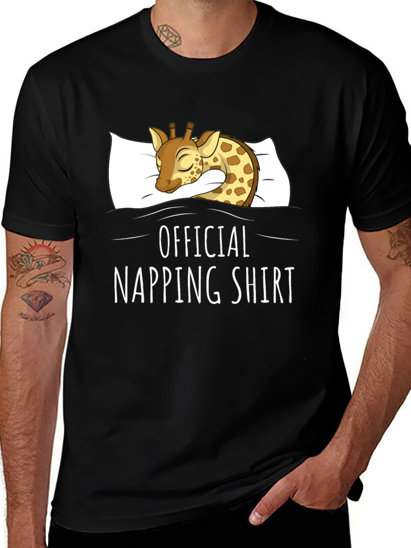 Variant 14 of Official Napping Shirt Giraffe Sleep Tee