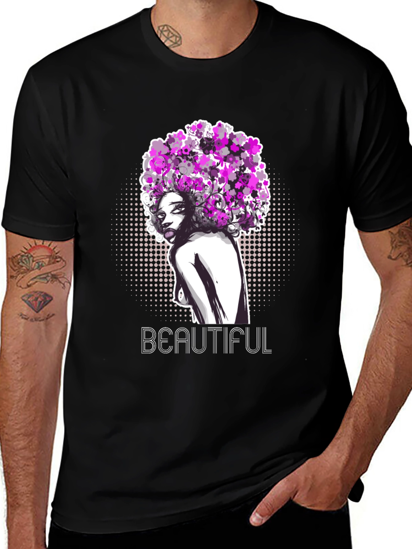 Variant 10 of Beautiful Woman Graphic T-Shirt - Black