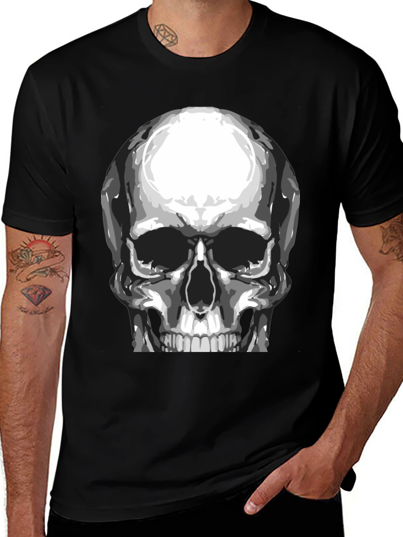 Variant 3 of Skull Graphic Black T-Shirt