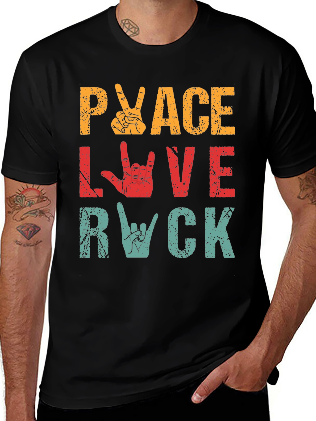 Variant 24 of Peace Love Rock Graphic Tee