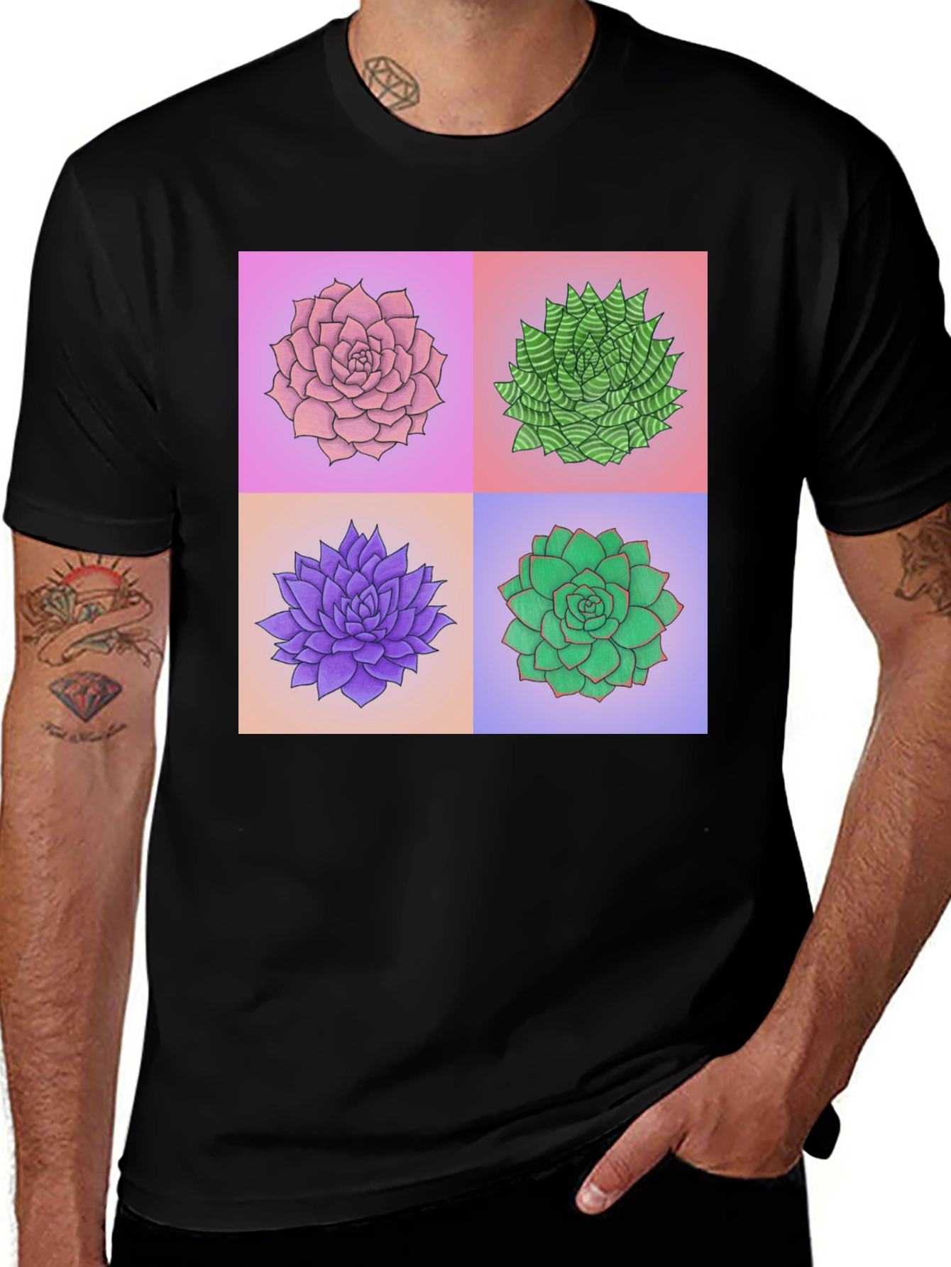 Variant 17 of Succulent Plant Print T-Shirt - Botanical Graphic Tee