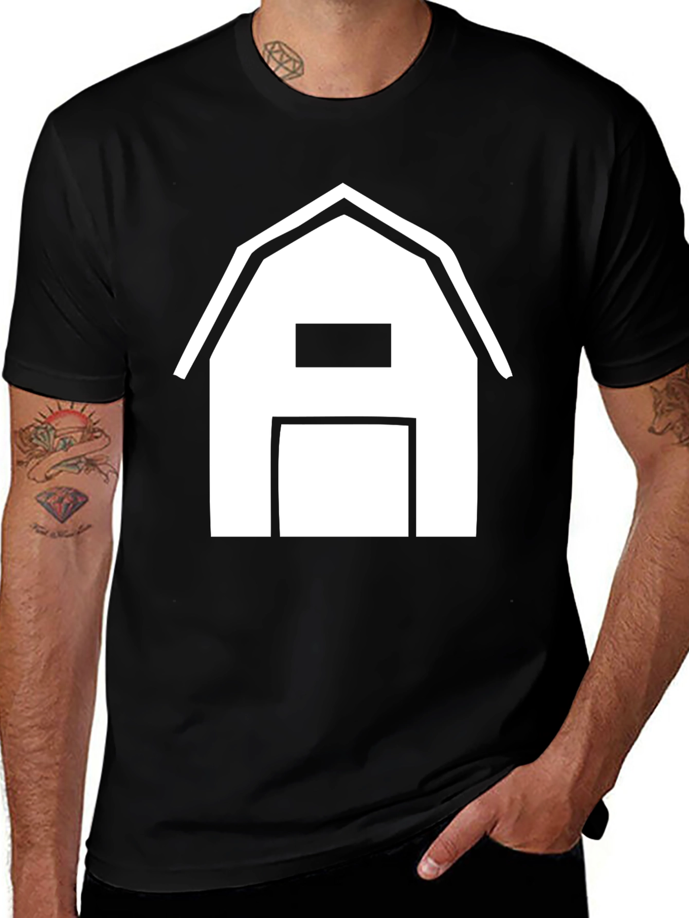 Variant 2 of Barn Graphic Tee - Black Cotton Shirt