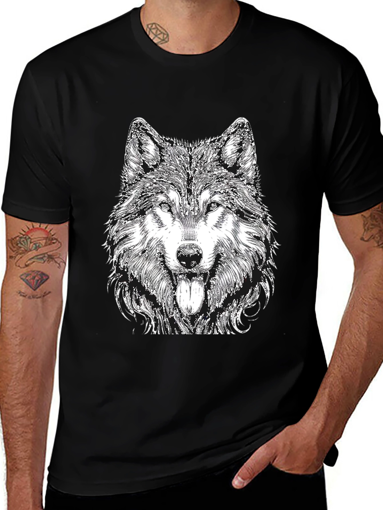 Variant 21 of Wolf Graphic Tee - Black