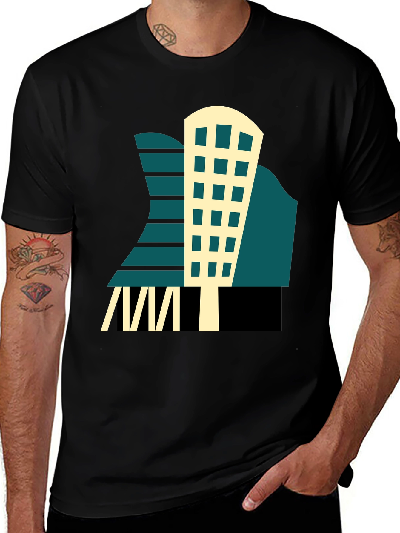 Variant 12 of Geometric Building T-Shirt - Modern Graphic Tee