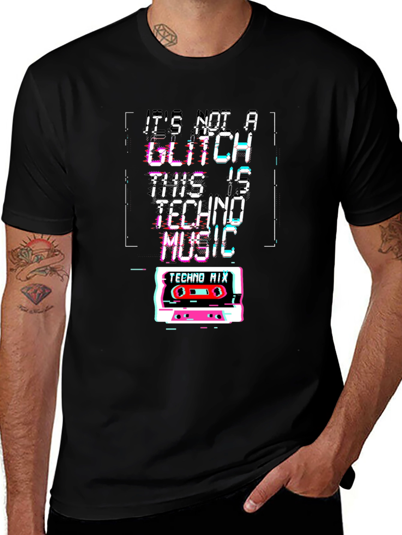 Variant 24 of Techno Glitch Cassette Music Graphic Tee