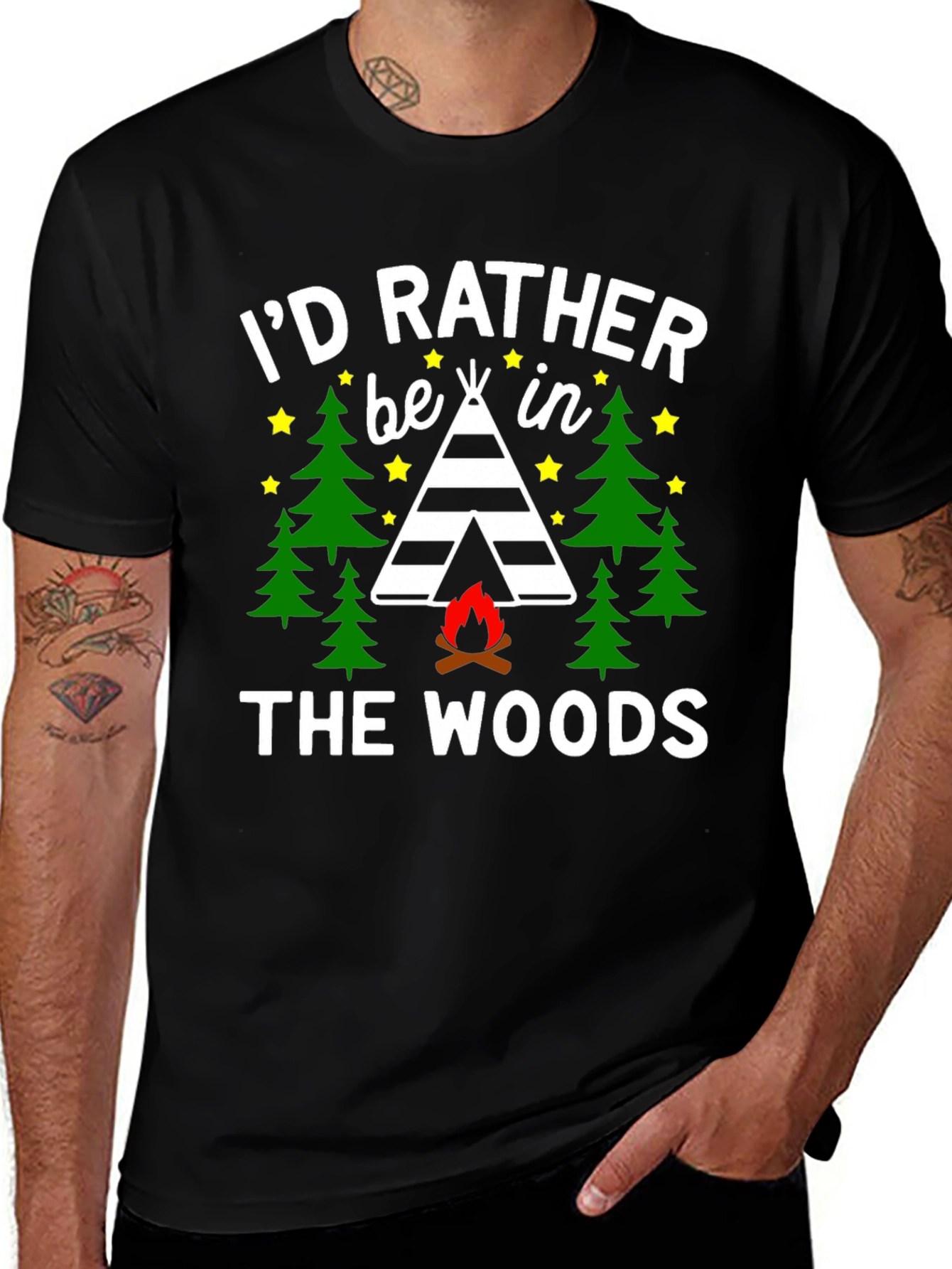 Variant 5 of I'd Rather Be In The Woods Camping T-Shirt