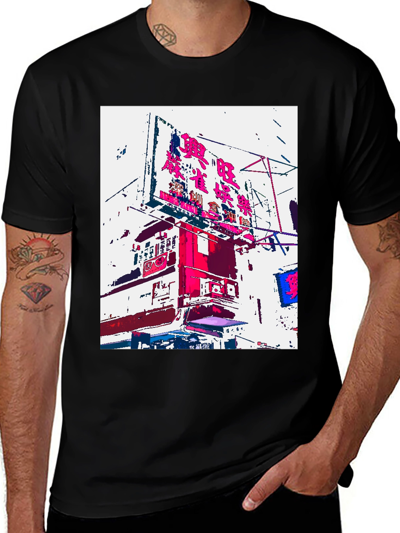 Black Cityscape Graphic Tee - Urban Style main image