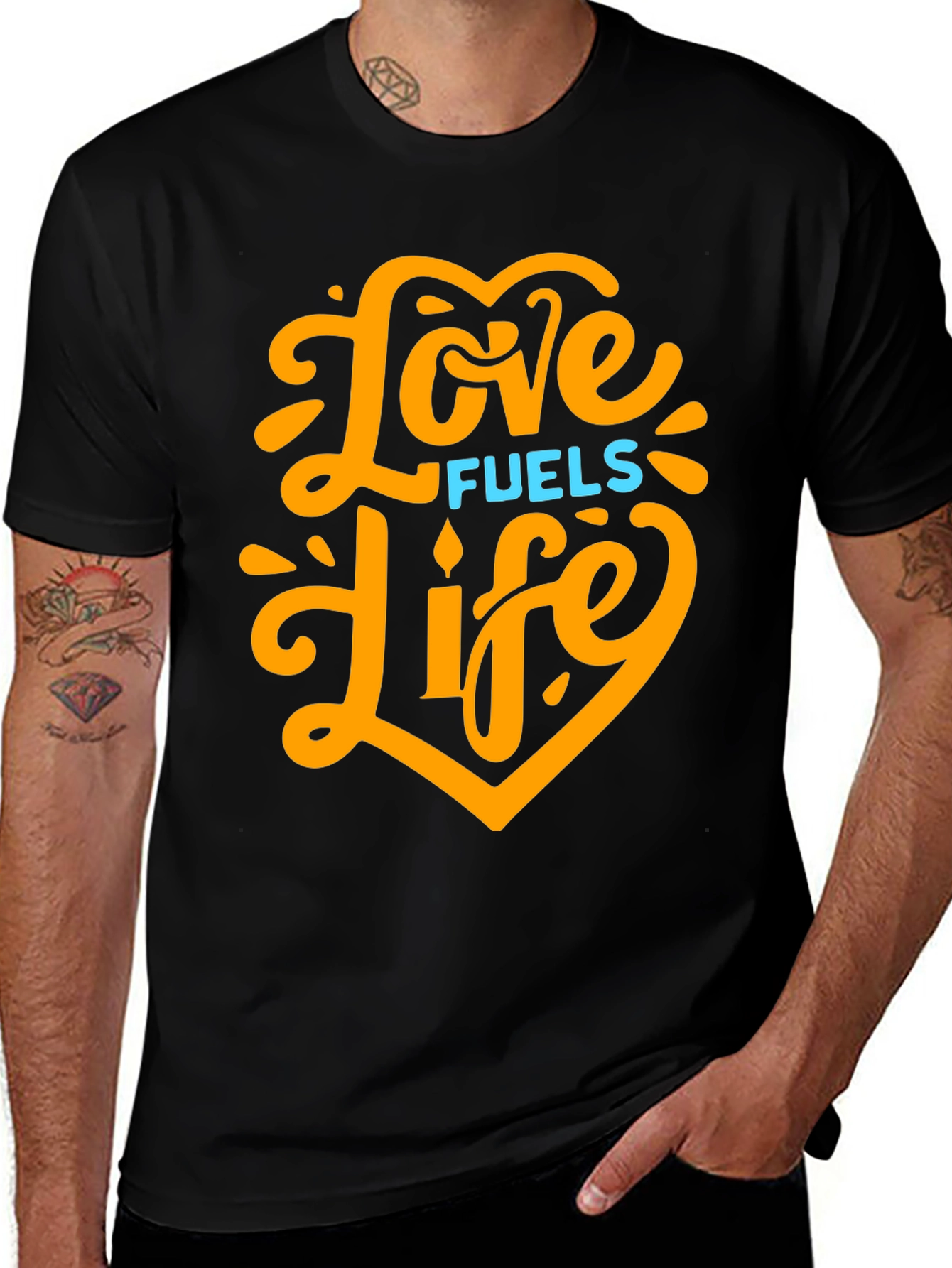 Variant 21 of Love Fuels Life Black Graphic T-Shirt