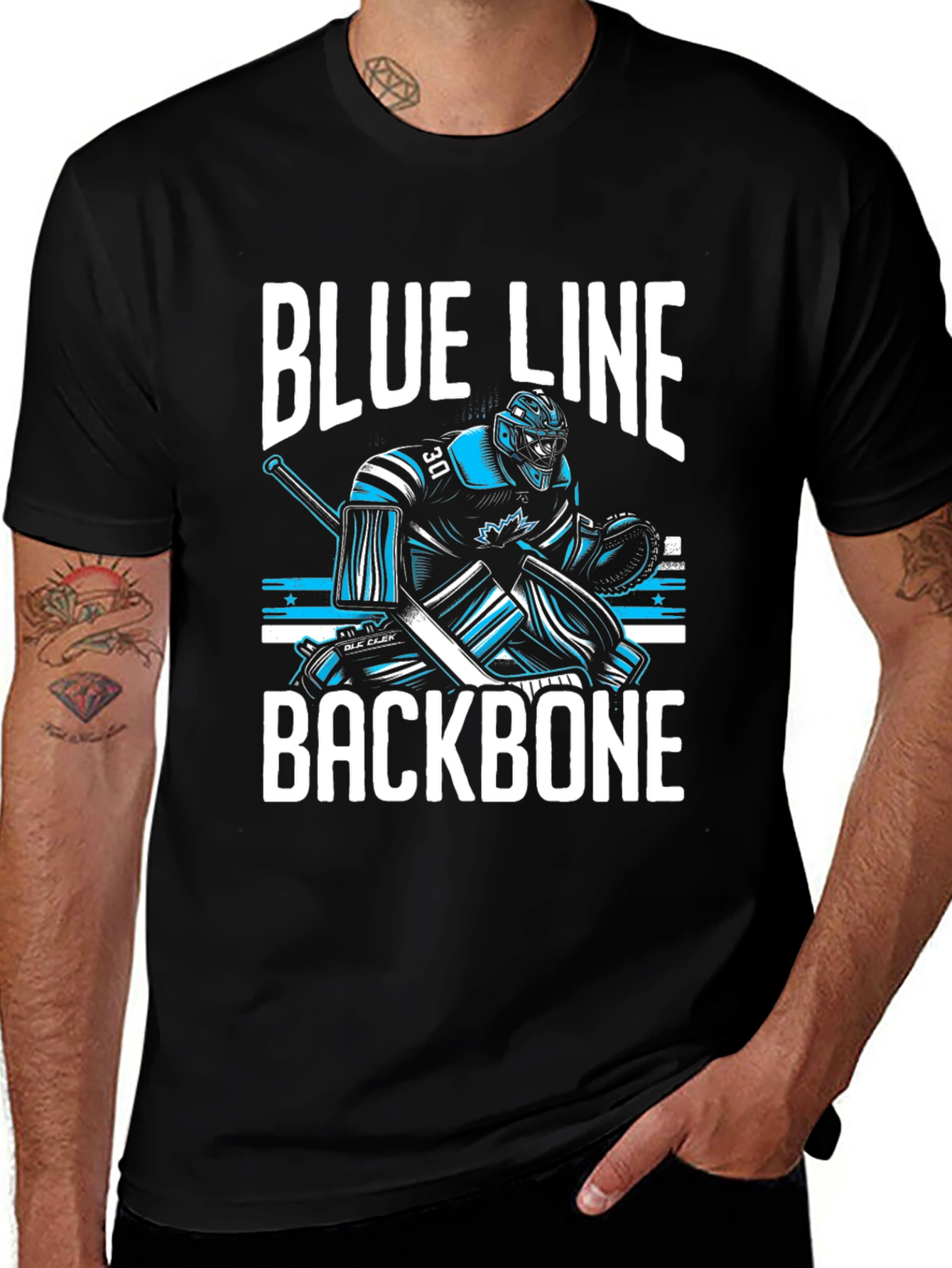 Variant 15 of Blue Line Backbone Hockey Goalie T-Shirt