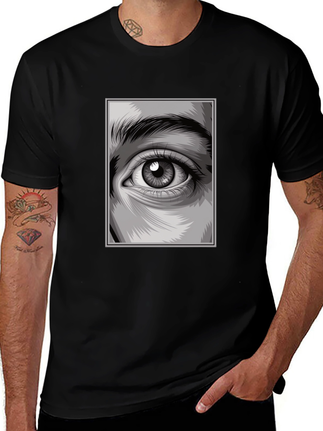 Variant 3 of Eye Graphic Black T-Shirt, Modern Design