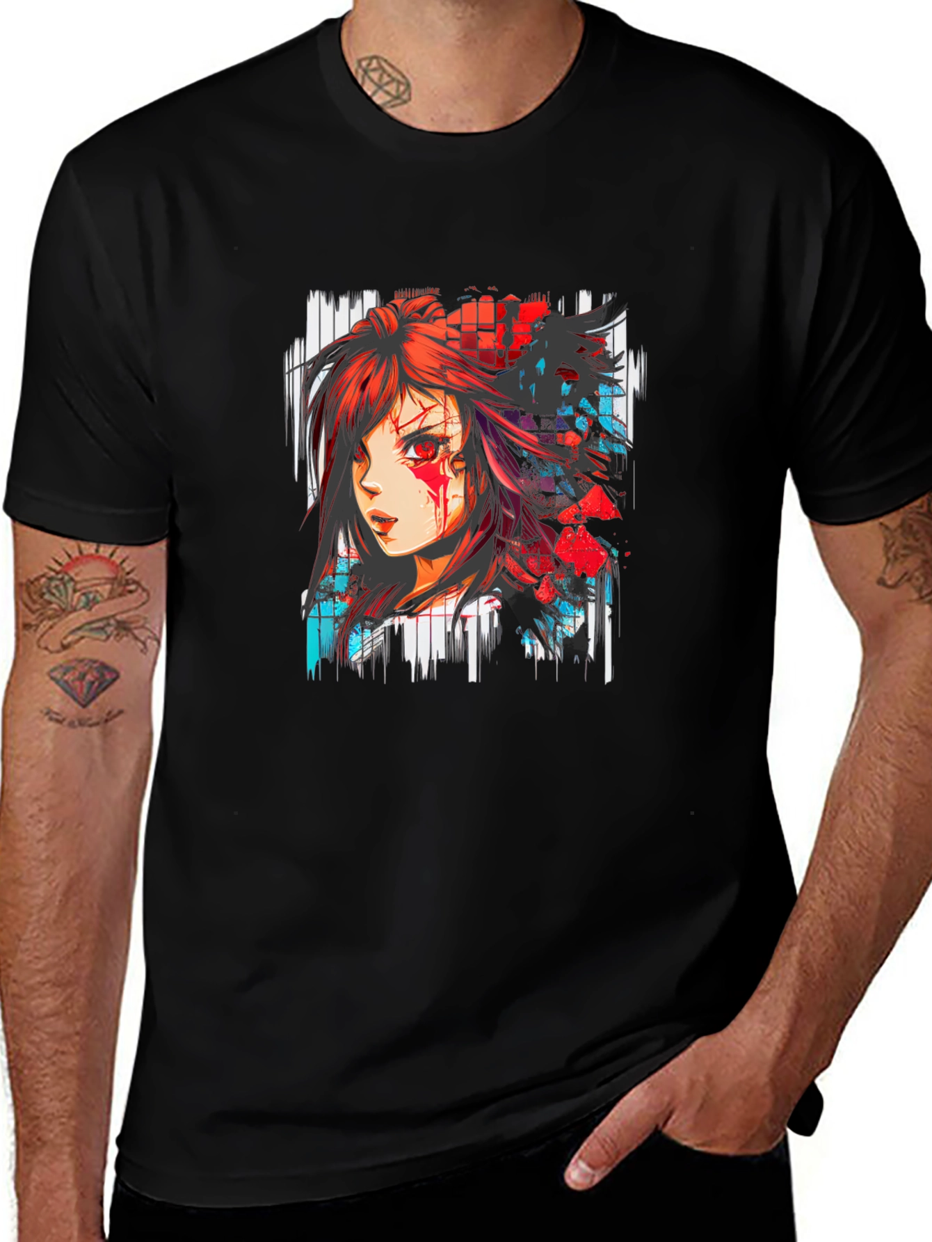 Variant 21 of Anime Girl Graphic Black T-Shirt