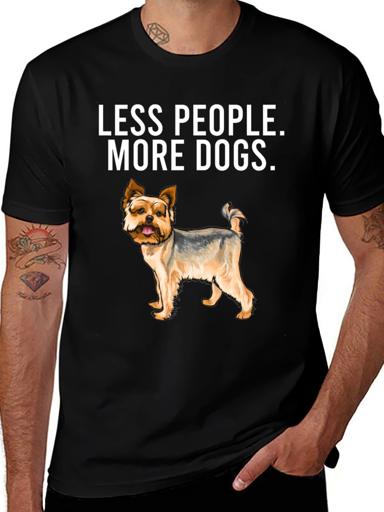 Variant 28 of Less People More Dogs Black T-Shirt