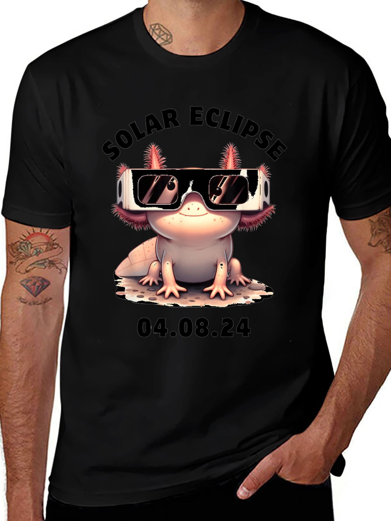 Variant 2 of Solar Eclipse Axolotl T-Shirt - August 4, 2024