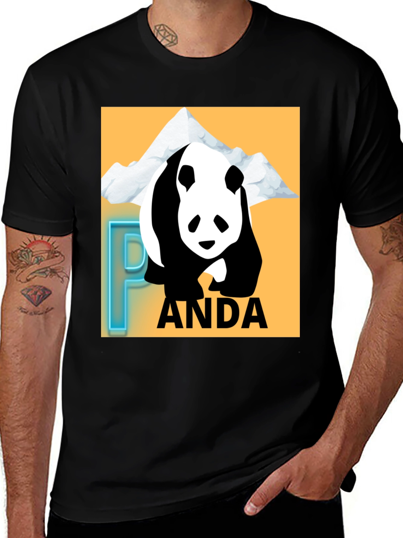 Variant 10 of Cool Panda Graphic Tee - Black Cotton Blend
