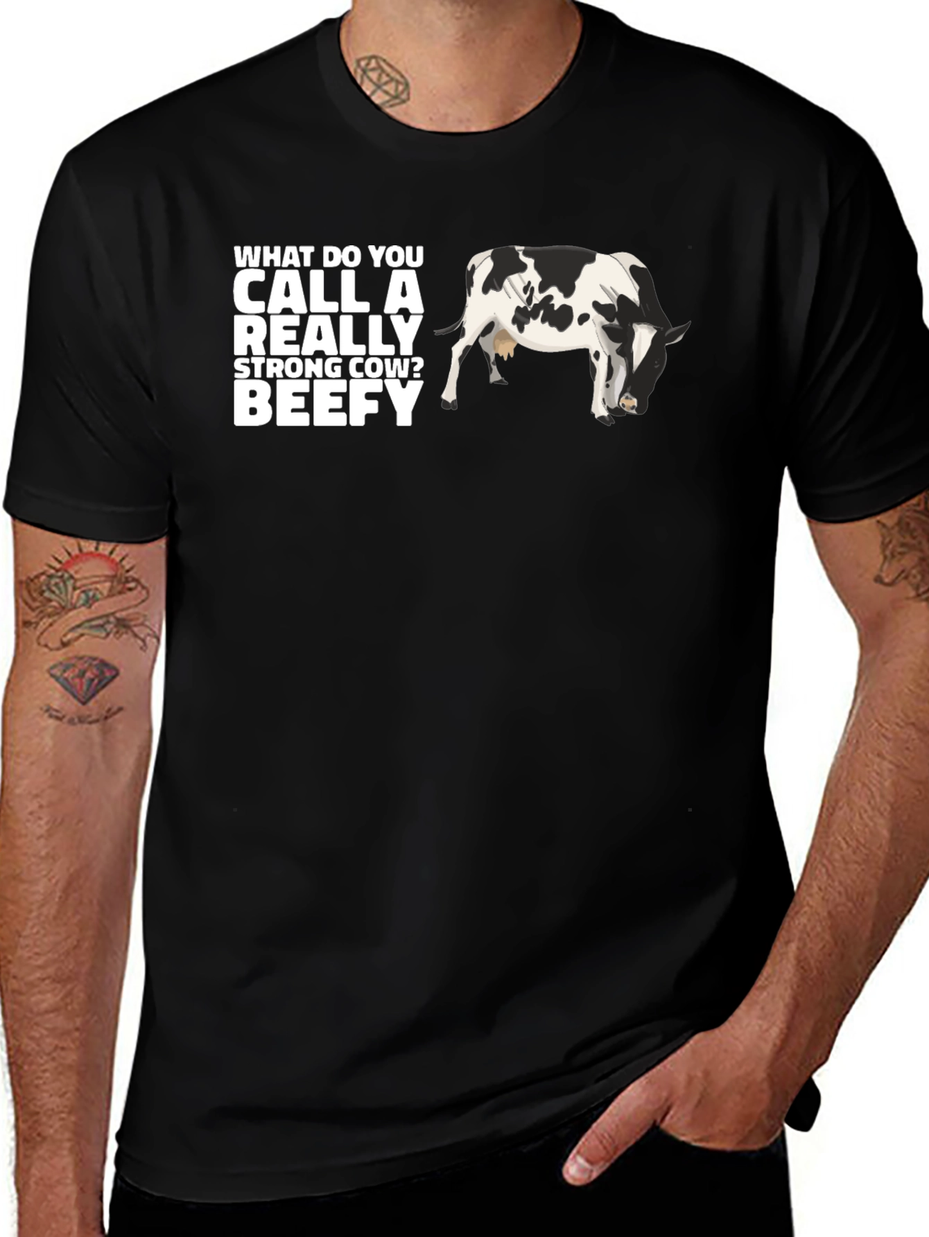 Variant 29 of Beefy Cow Pun T-Shirt - Strong Cow Humor Tee