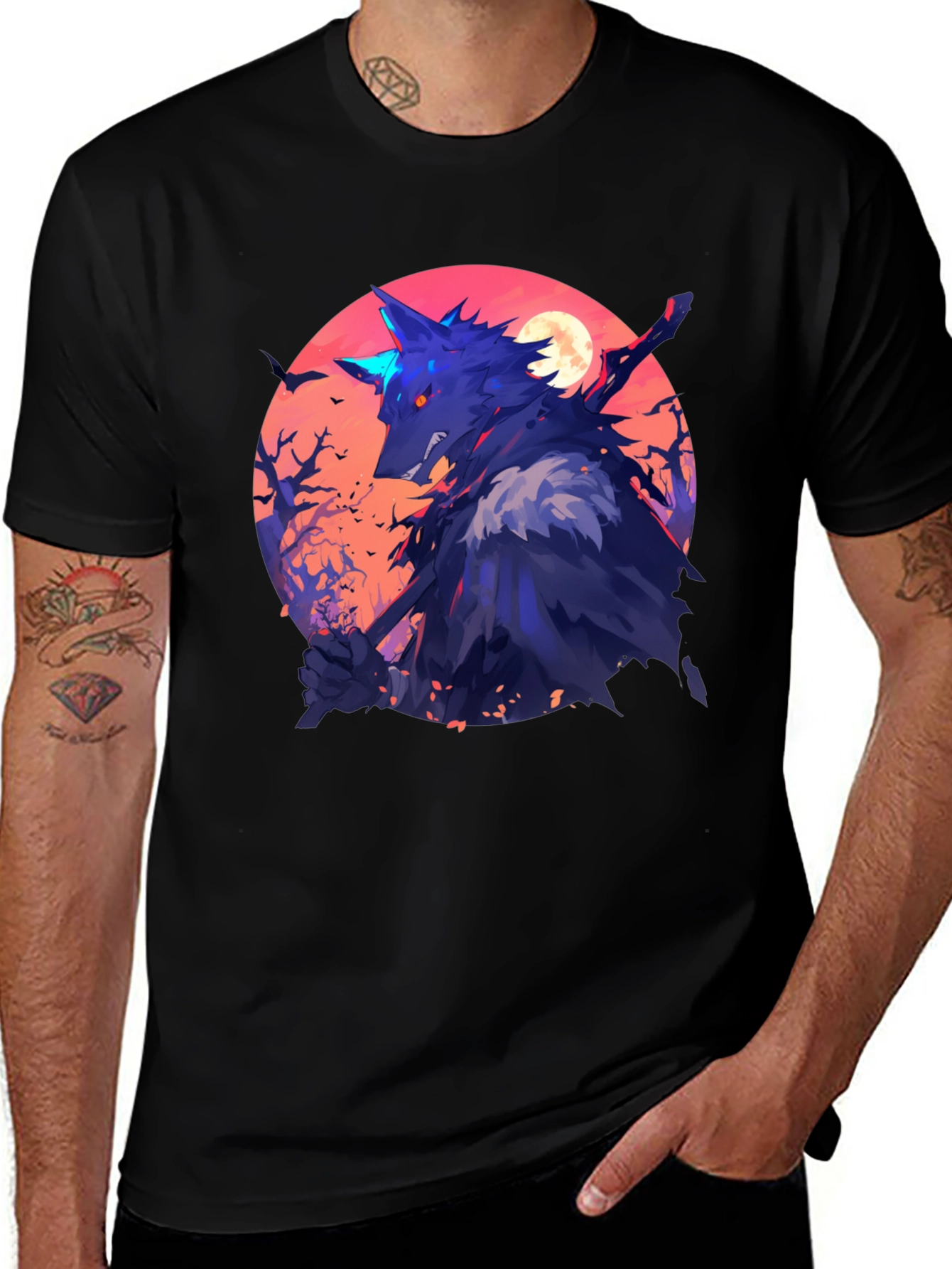 Variant 13 of Wolf Warrior Graphic Tee - Black