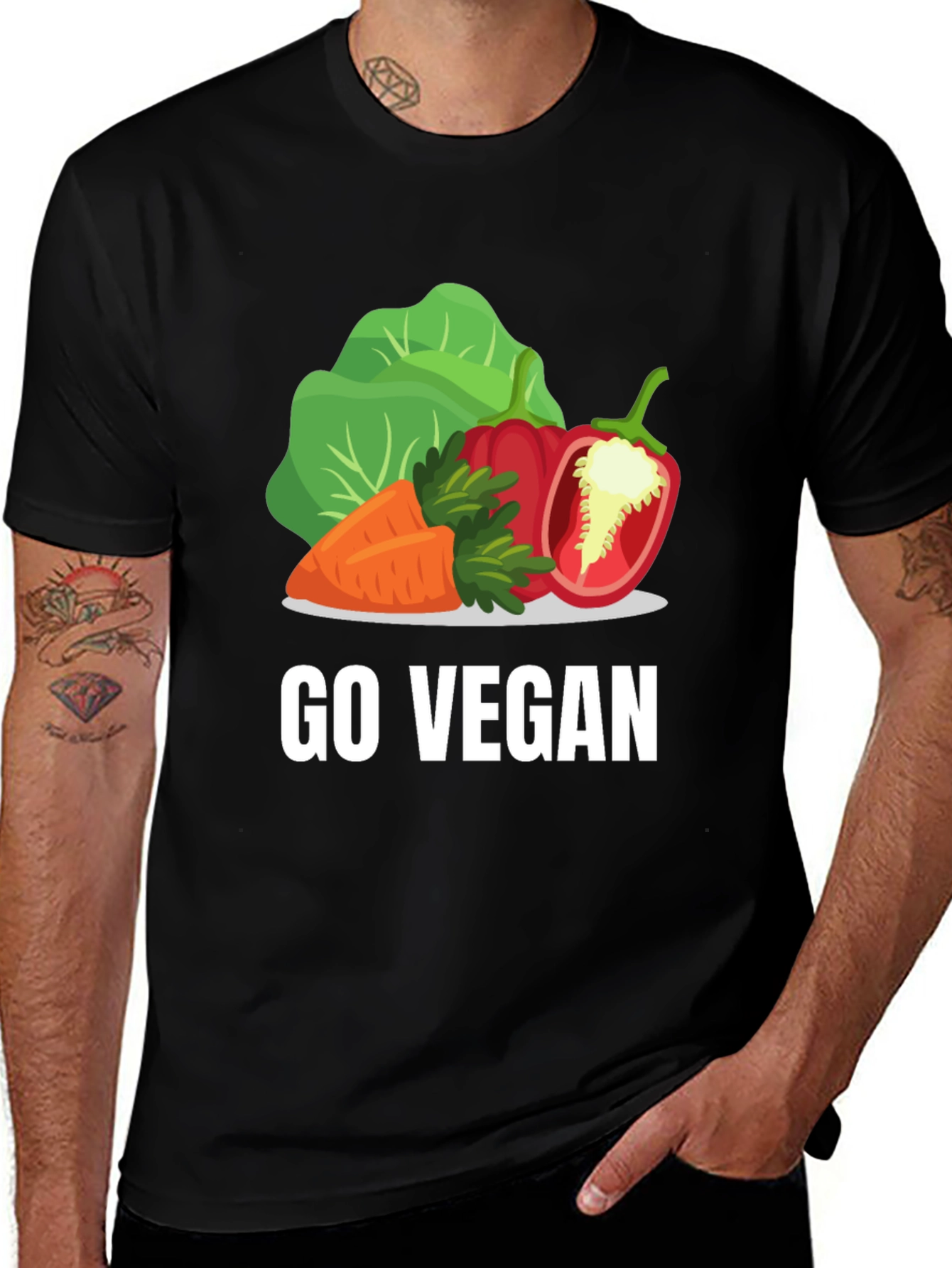 Variant 25 of Go Vegan T-Shirt - Vegetable Graphic Tee
