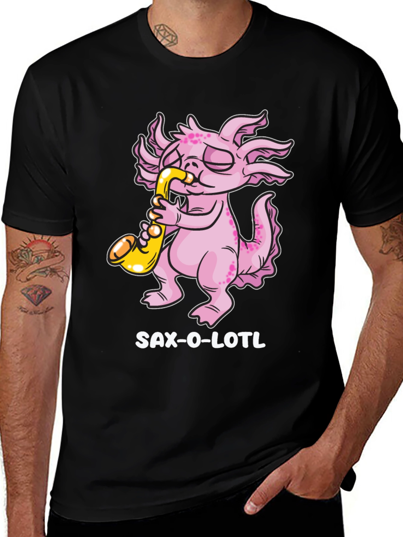 Variant 15 of Saxolotl T-Shirt - Funny Axolotl Saxophone Player Tee