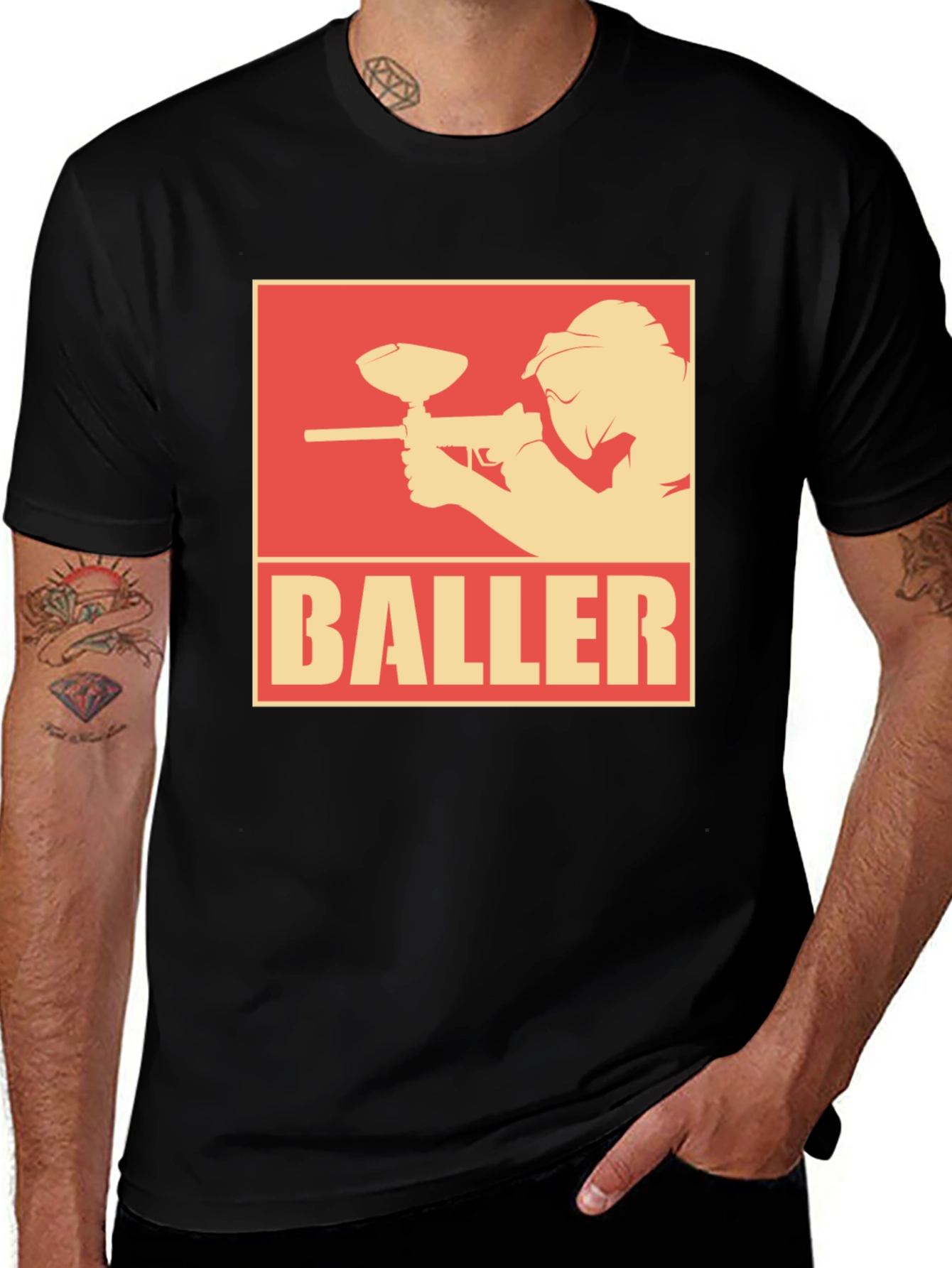 Variant 25 of Baller Paintball T-Shirt - Black Graphic Tee