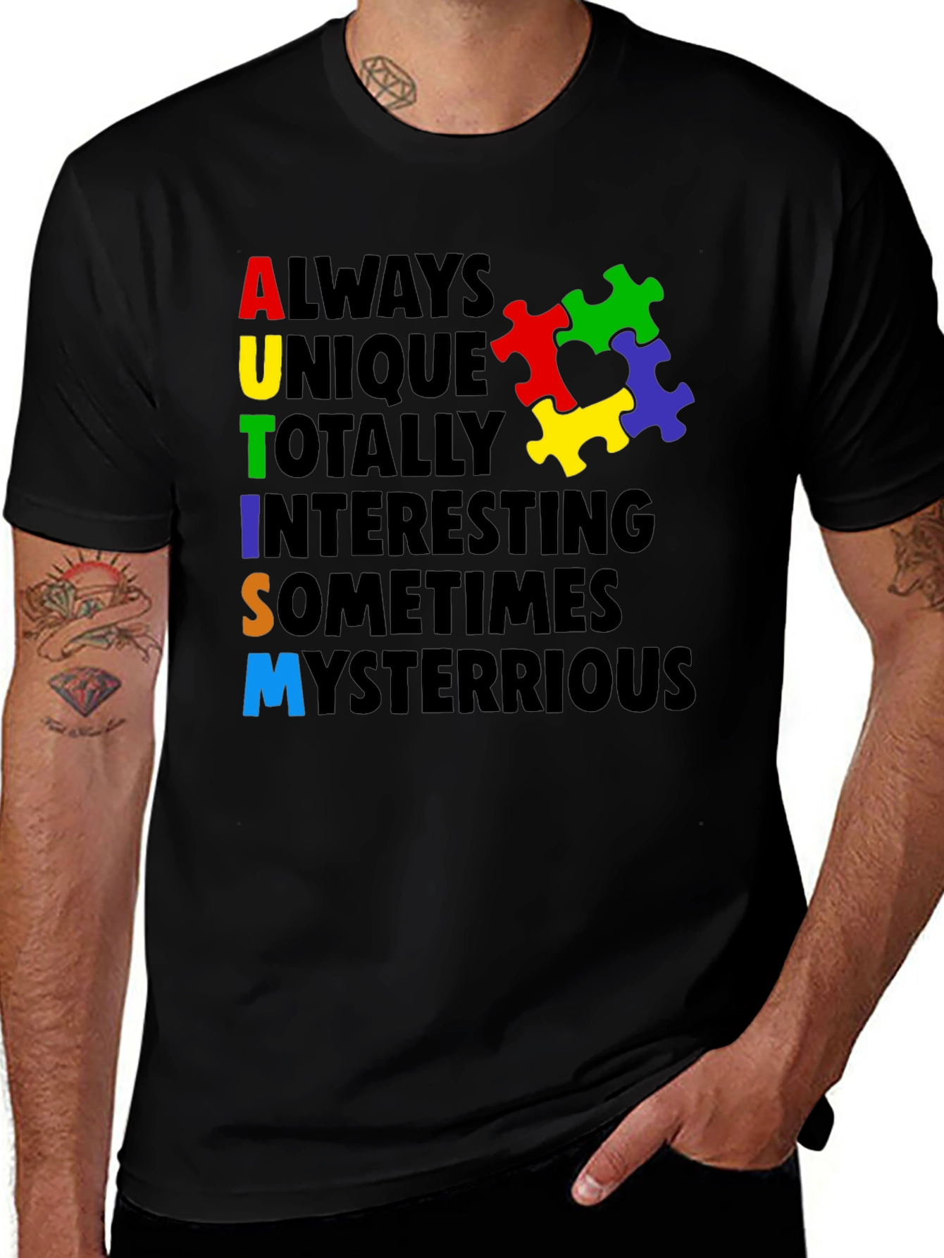 Variant 15 of Autism Awareness T-Shirt - Colorful Puzzle Design