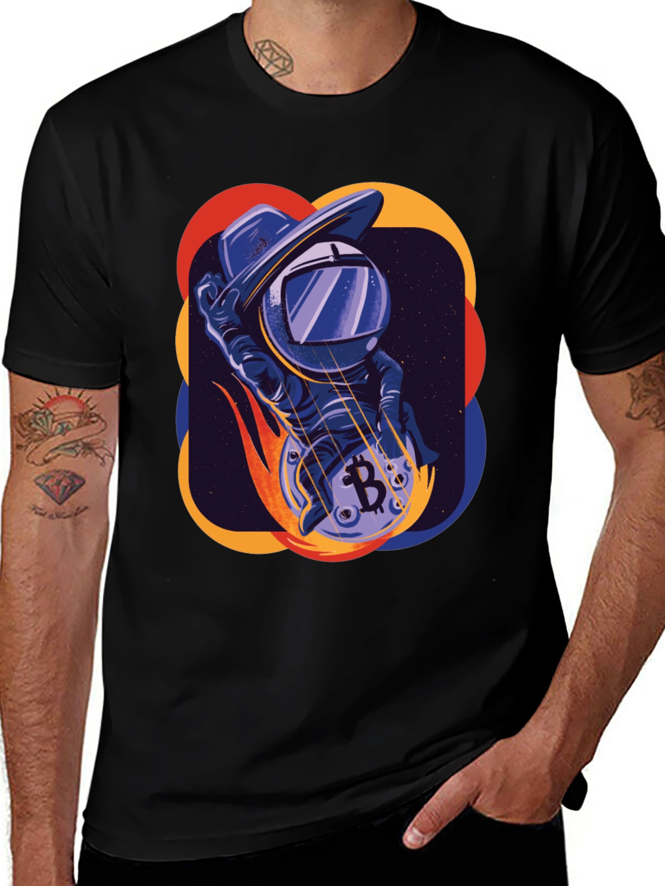 Variant 7 of Bitcoin Astronaut Black Graphic Tee