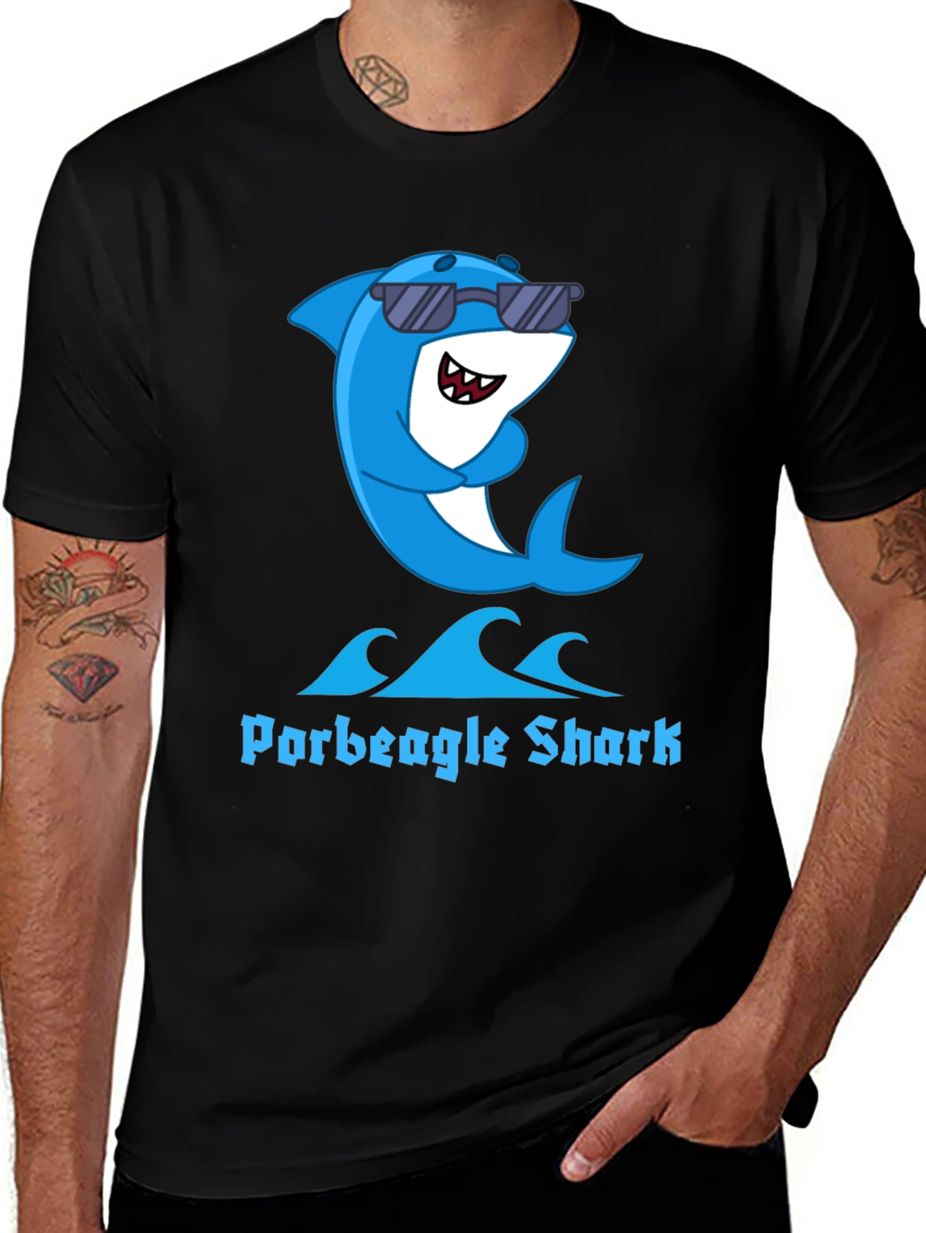 Variant 29 of Cool Porbeagle Shark Cartoon Graphic Tee