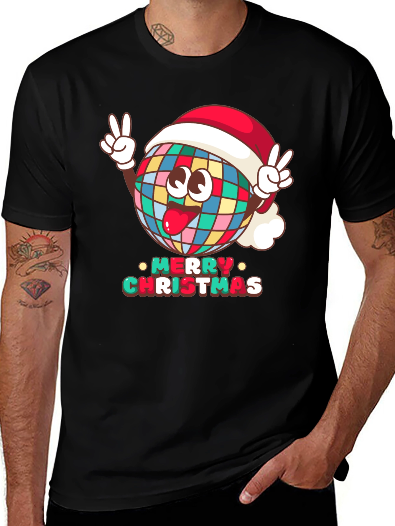 Variant 27 of Merry Christmas Disco Ball Graphic Tee