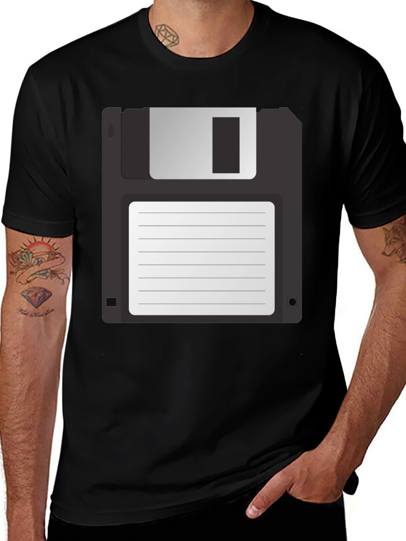 Retro Floppy Disk Graphic T-Shirt - Vintage Tech Style