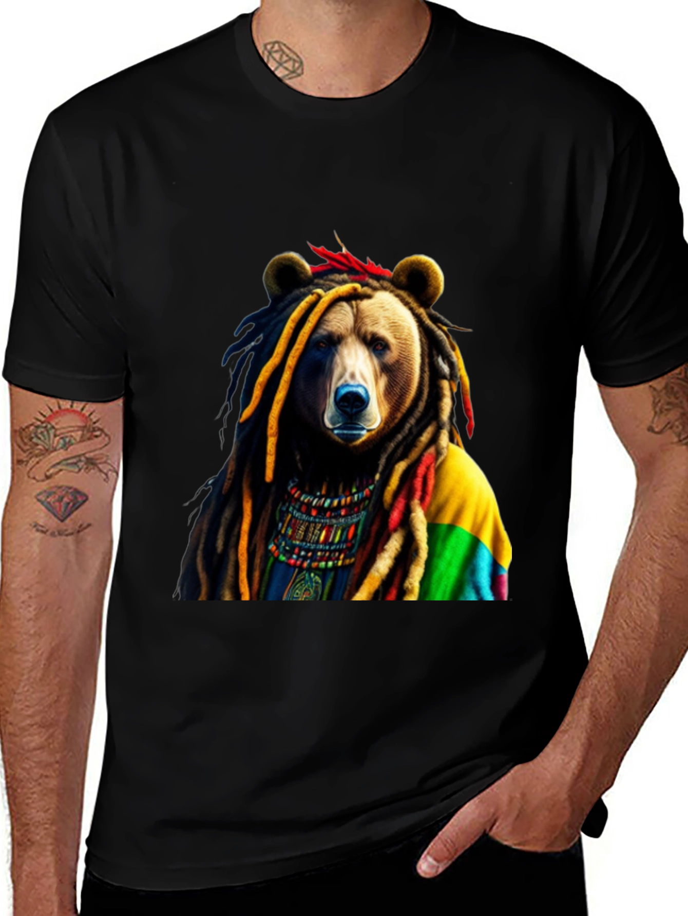 Variant 19 of Bear with Dreadlocks Graphic Tee