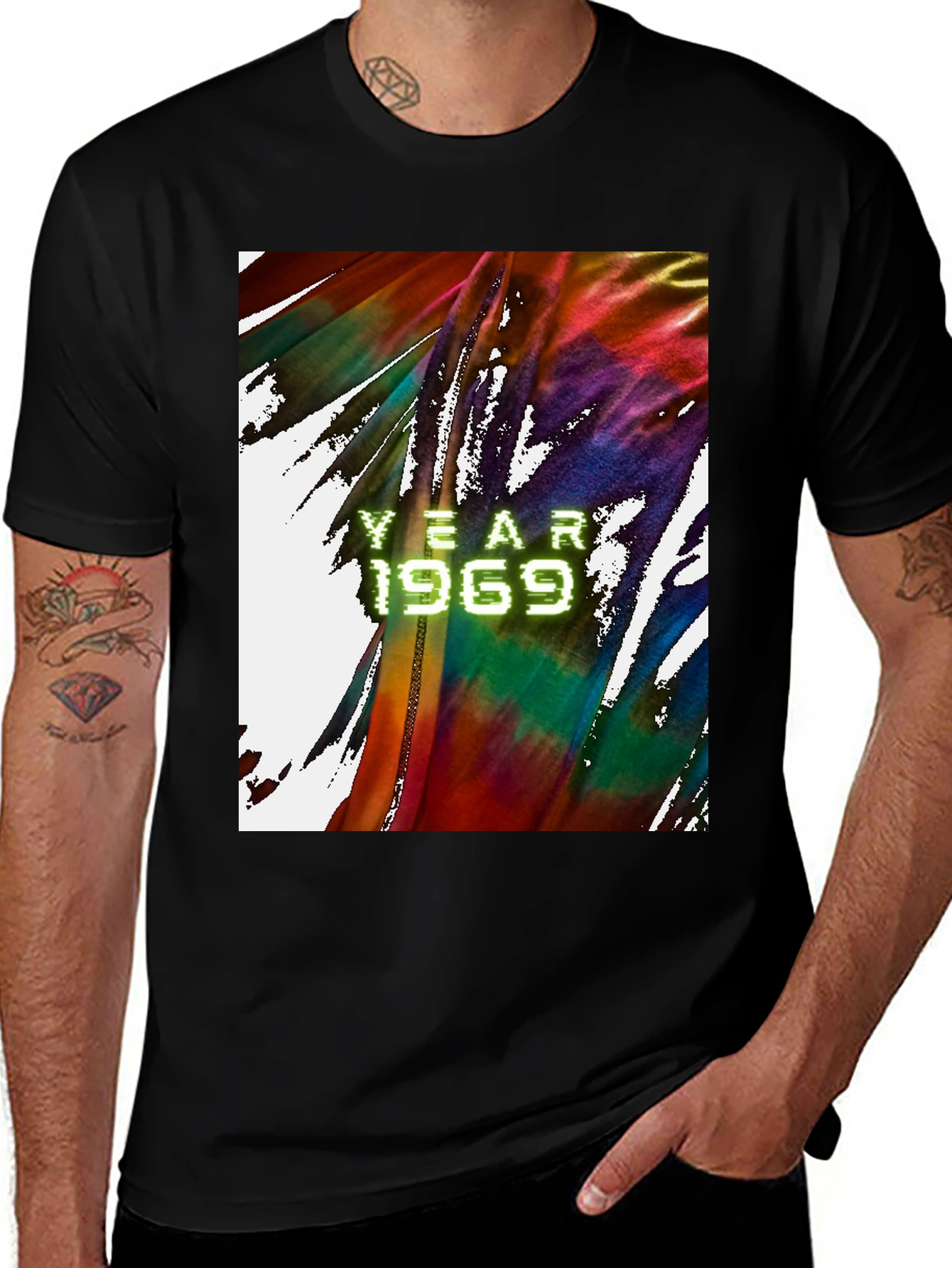 Variant 17 of Retro 'Year 1969' Graphic Black T-Shirt