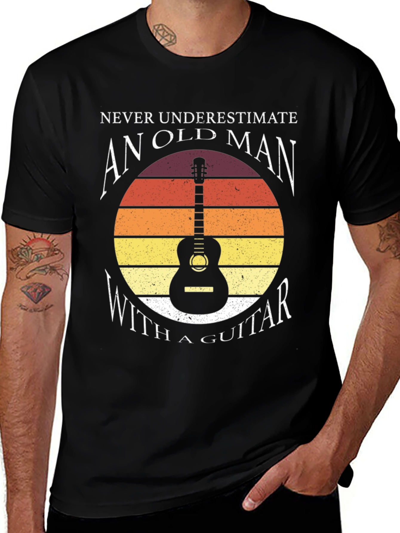 Variant 17 of Never Underestimate Old Man Guitar T-Shirt